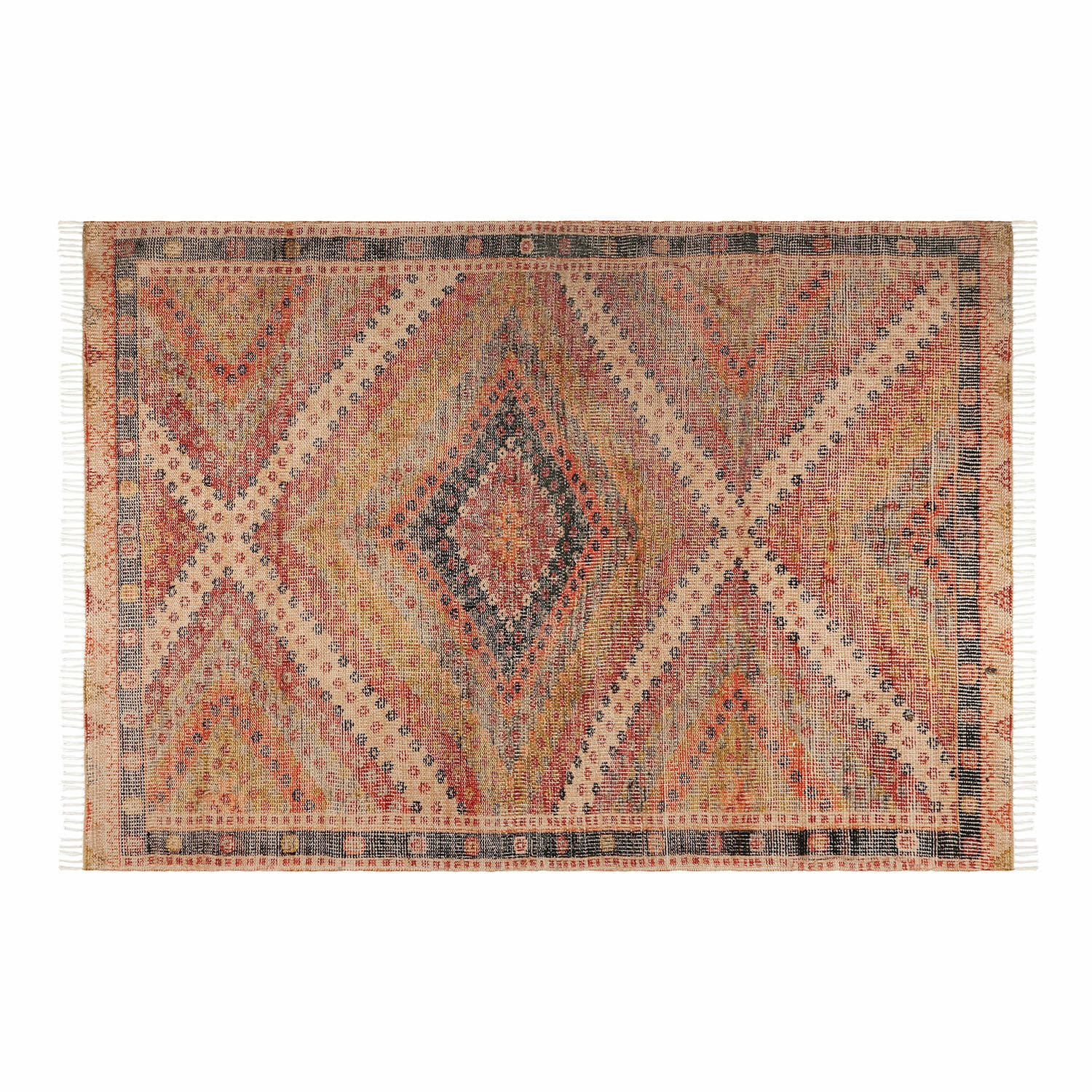 In- & Outdoor-Teppich Mildura Gewebter Teppich mit geometrischem Muster in warmen Beige- und Rottönen, dekorativer Bodenbelag