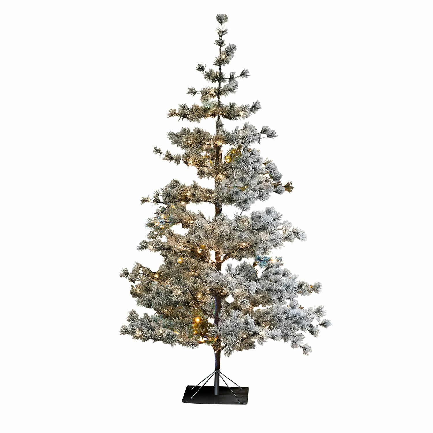 Weihnachtsbaum Sapi Künstlicher Weihnachtsbaum mit schneebedeckten Zweigen und warmen Lichtern auf Metallständer