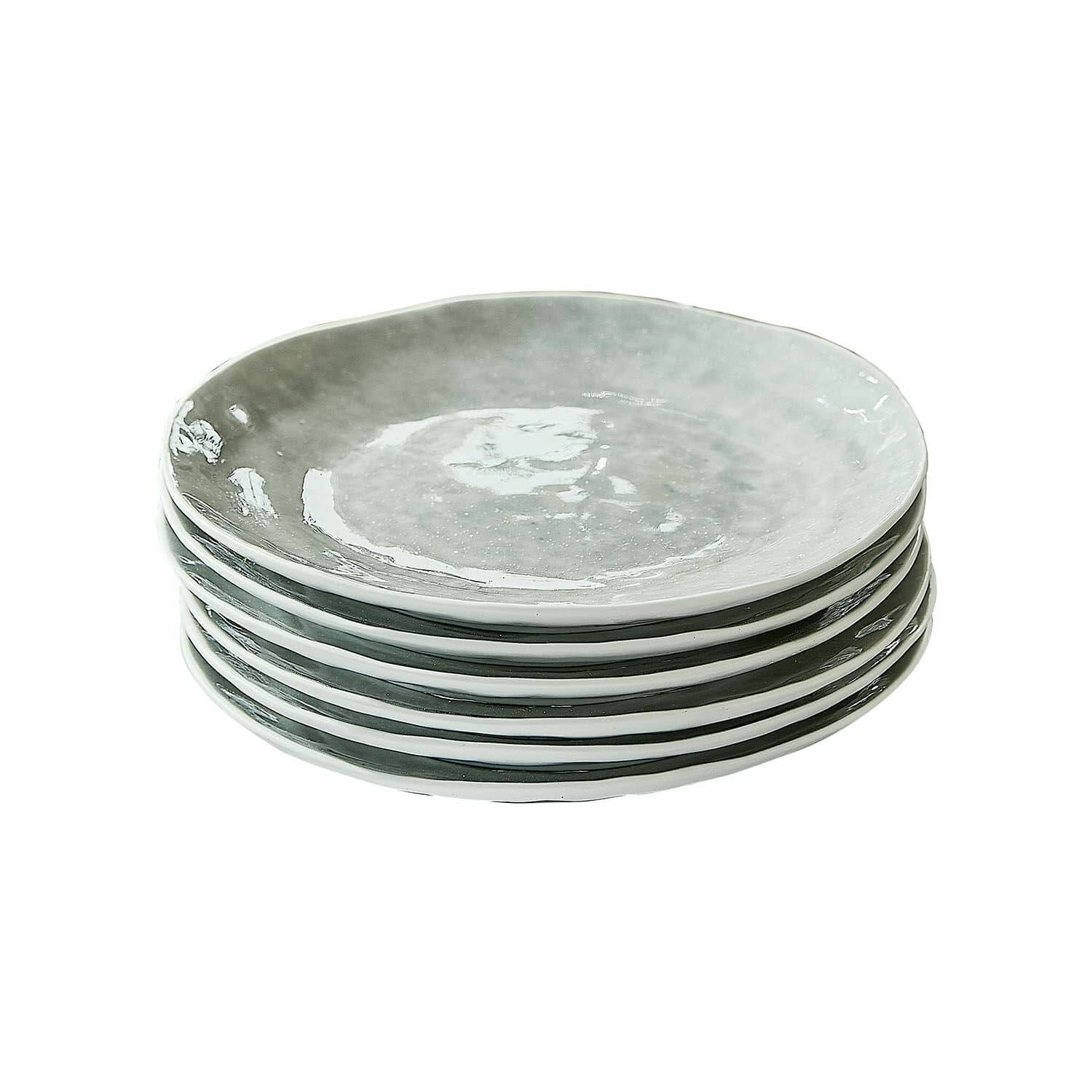 Desserteller 6er Set Braganza Set aus sechs grauen Keramiktellern mit unregelmässigem Rand zum Servieren von Speisen