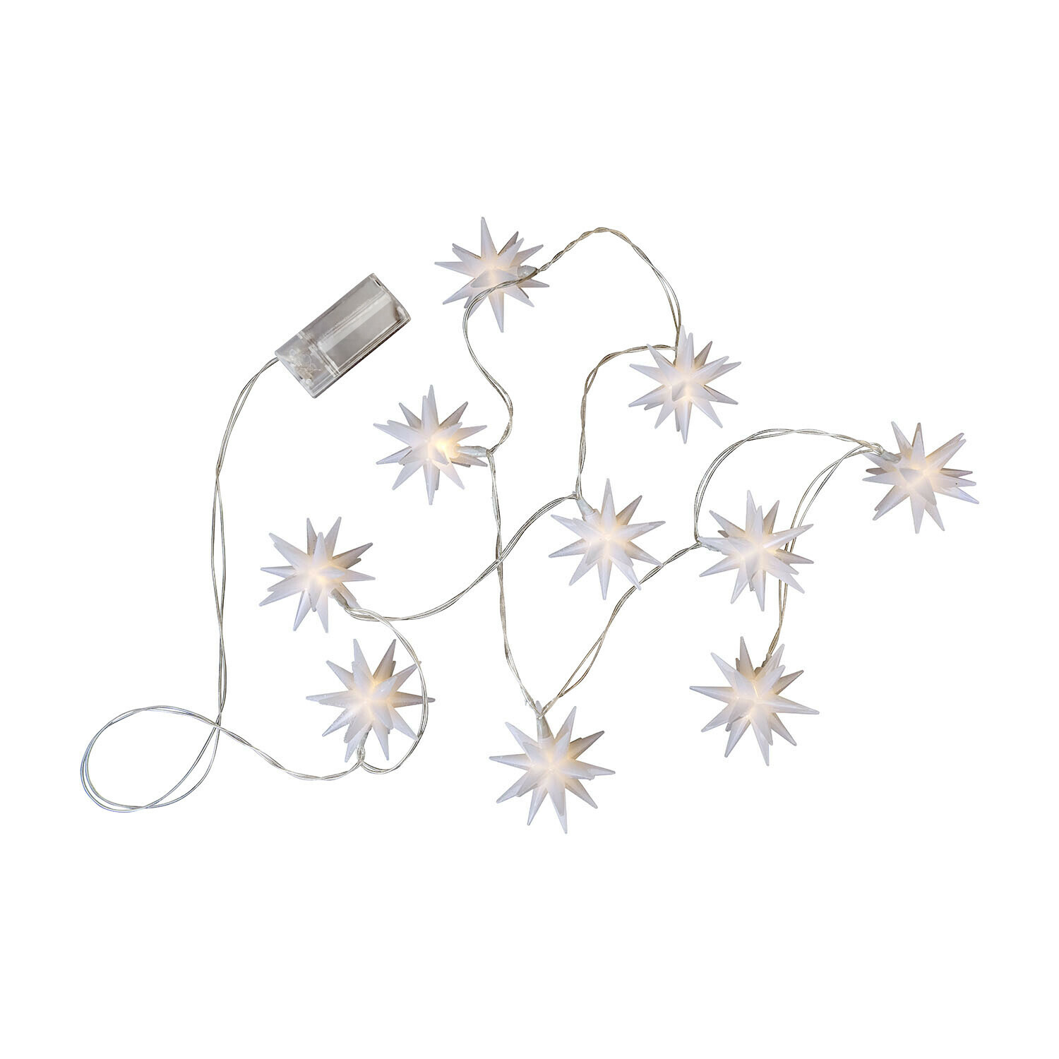 Lichterkette Valerino LED-Lichterkette mit weissen Sternen und transparentem Kabel für festliche Dekoration