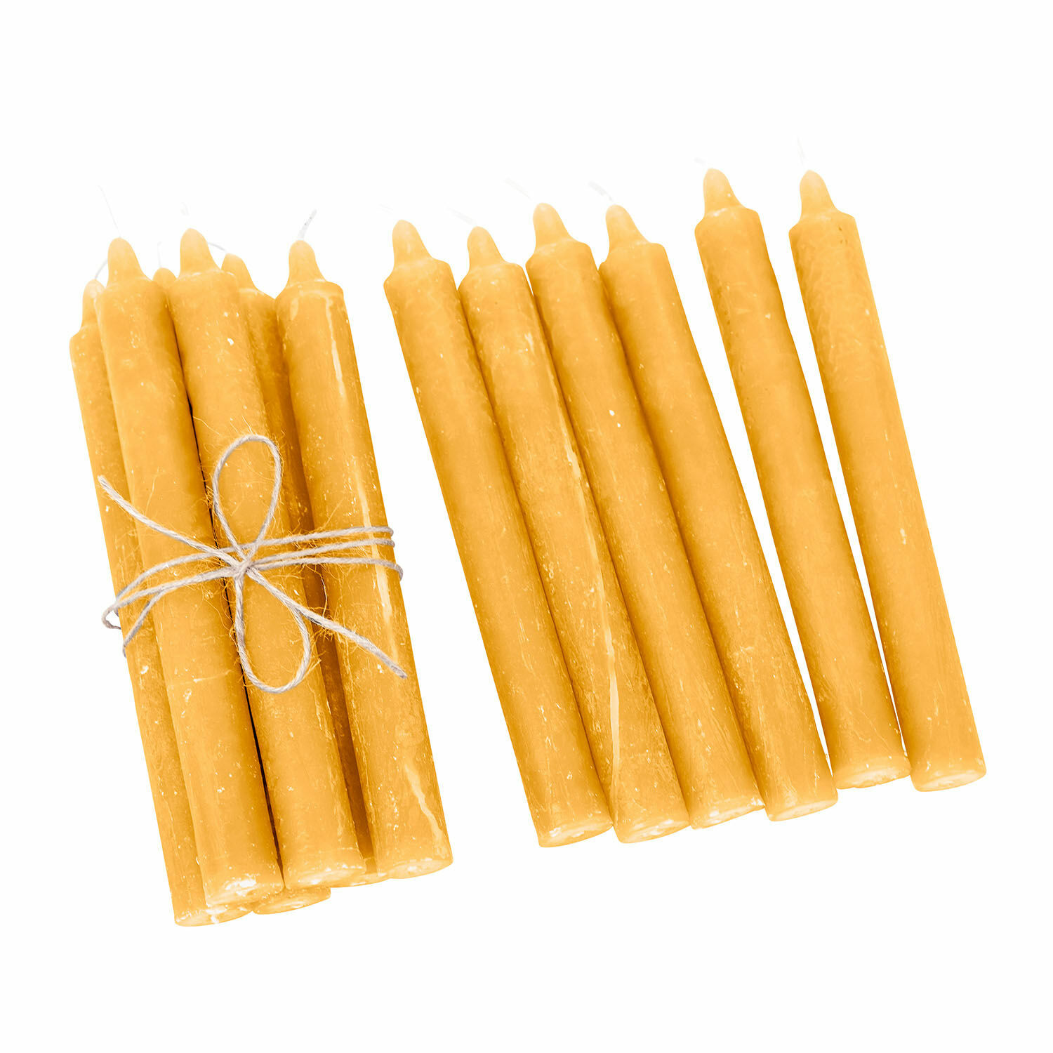 gelb 12er-Set gelbe Bauceau-Kerzen aus Wachs, dekorative Tischkerzen für Zuhause und Ambiente