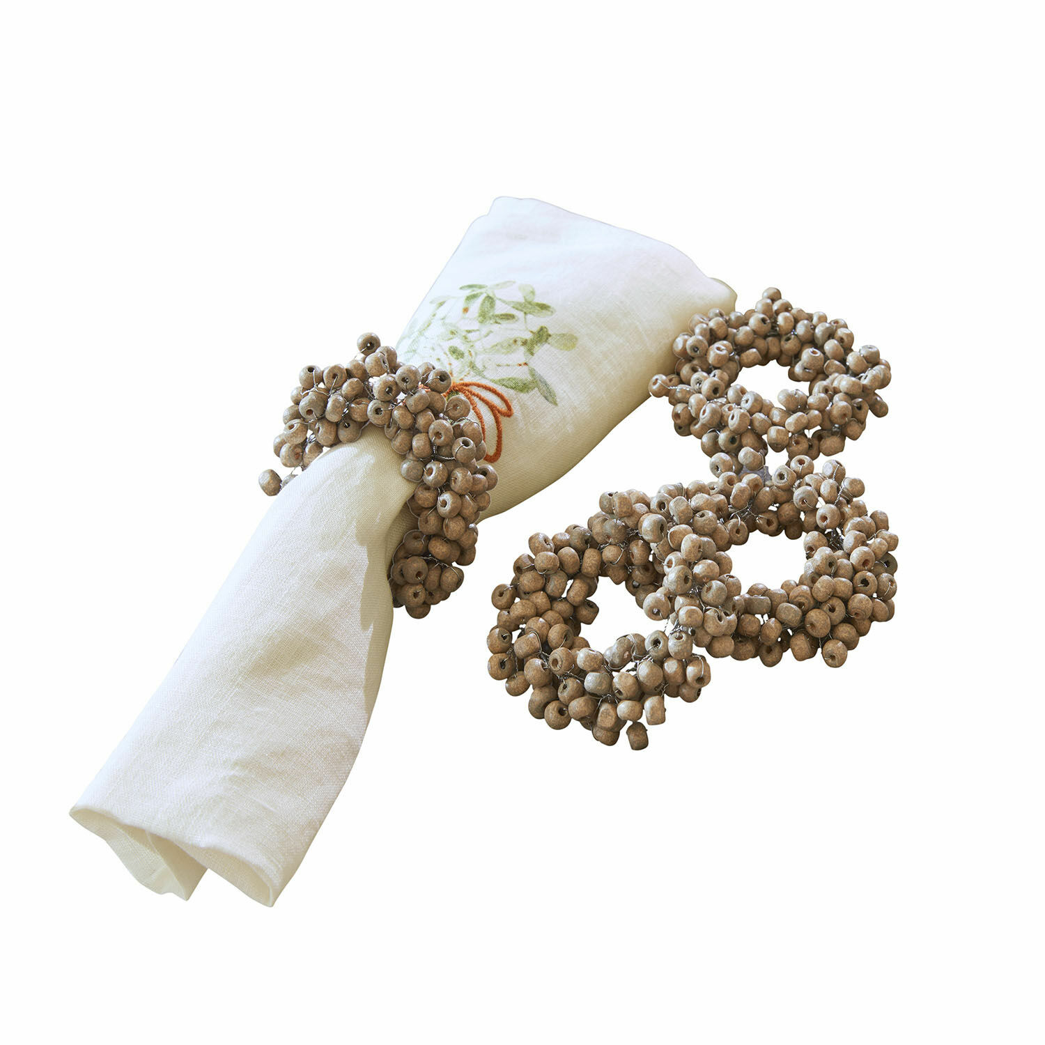 Serviettenring 4er Set Costavio Natürliche beige Serviettenringe aus Holz, rustikale Tischdekoration für besondere Anlässe