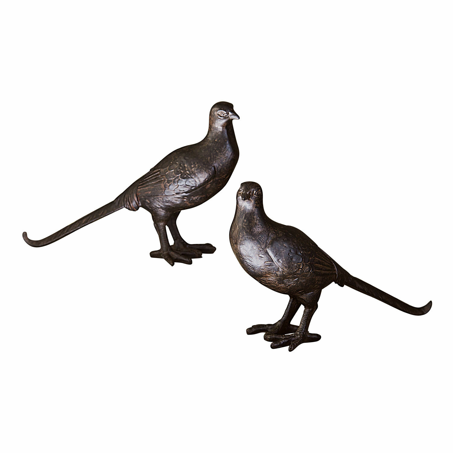 Deko-Vogel 2er Set Roddy Paar dekorative Vögel aus dunkler Metallbronze, Dekoration für Innen- und Aussenbereich