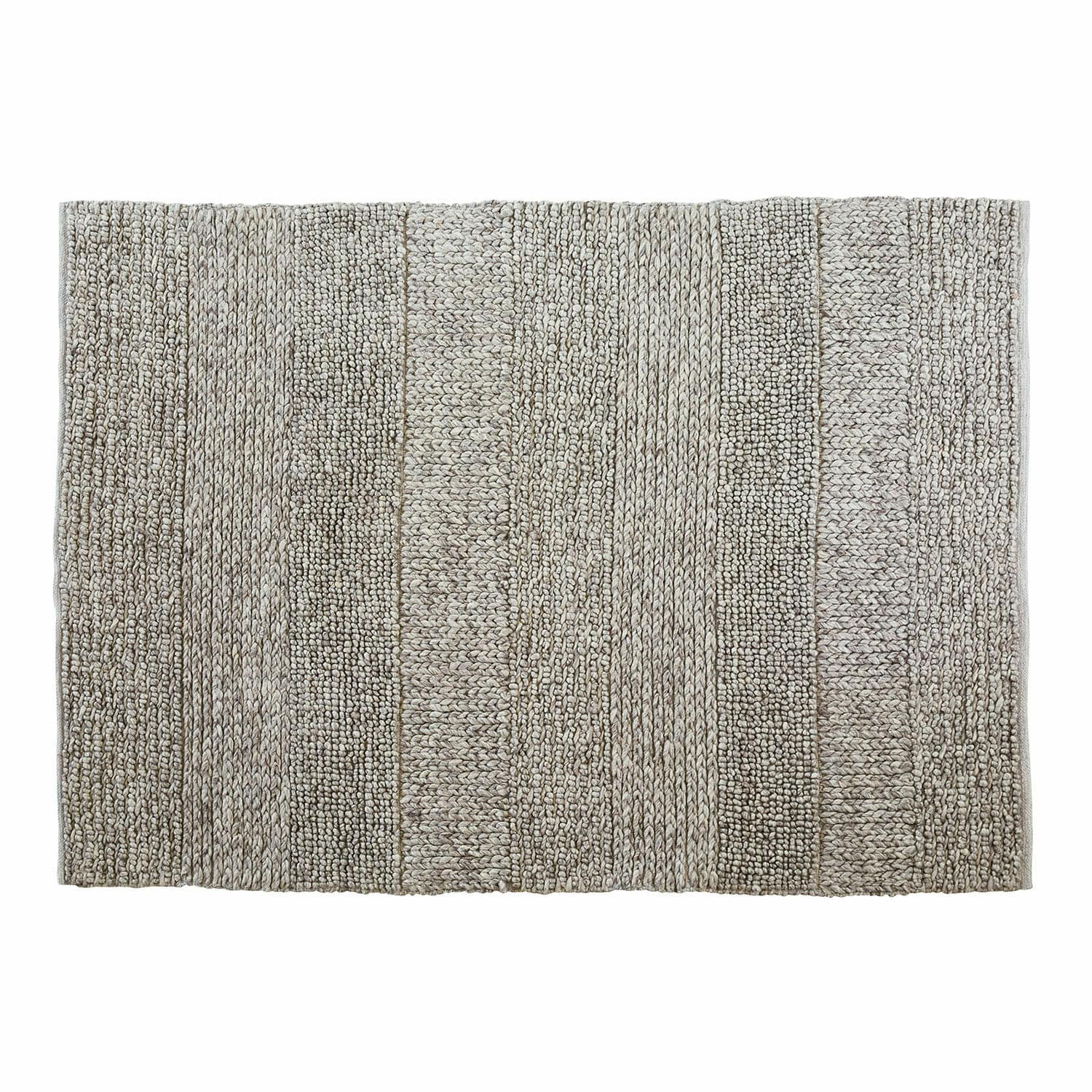 Baumwollteppich in Grautönen mit gestreifter Struktur, ideal für moderne Wohnräume