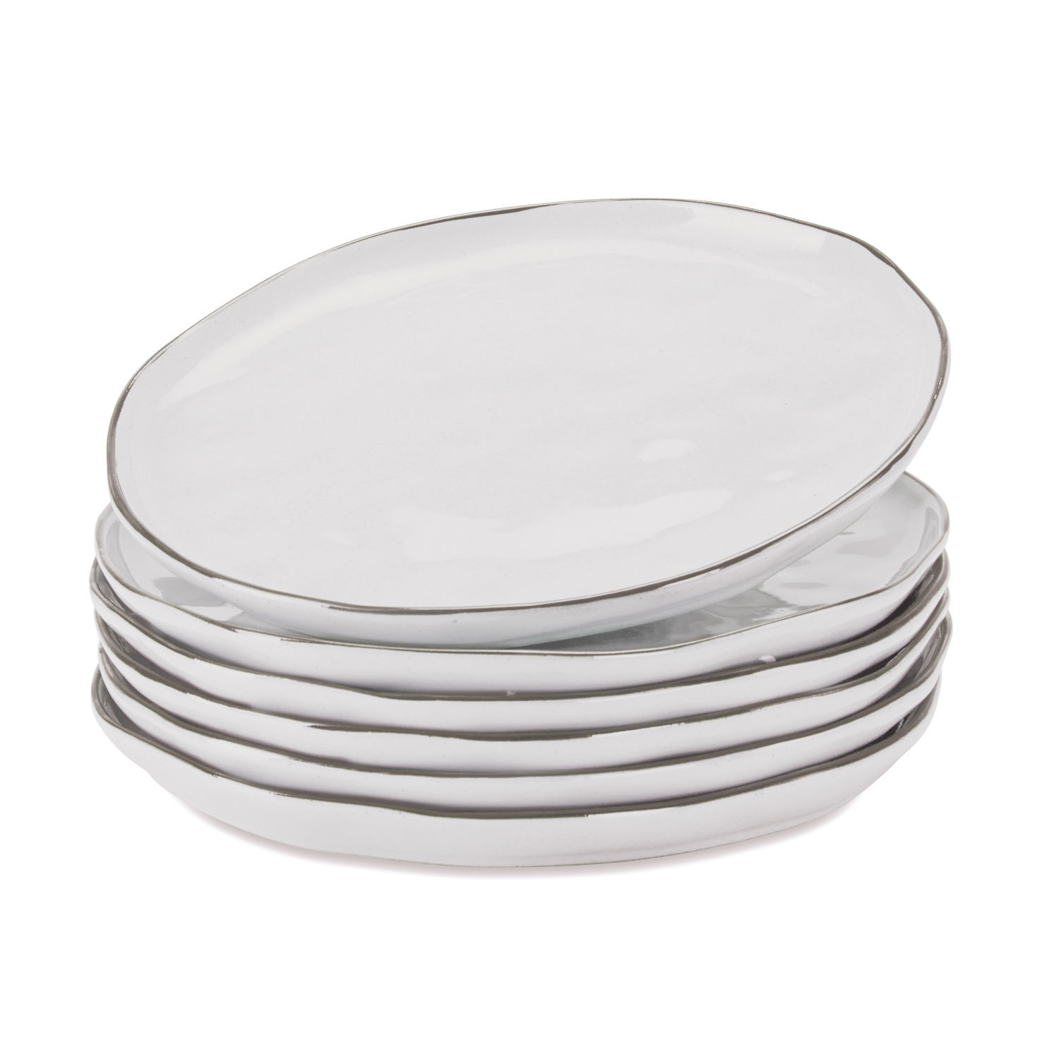 weiss matt 6-teiliges Set weisse, matte Keramikteller Biarritz für stilvolles Servieren