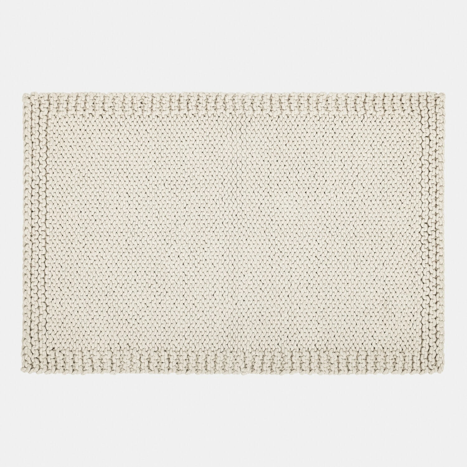 Badematte Carsen Beigefarbener, grob gestrickter rechteckiger Teppich aus weichem Material, dekorativ und gemütlich