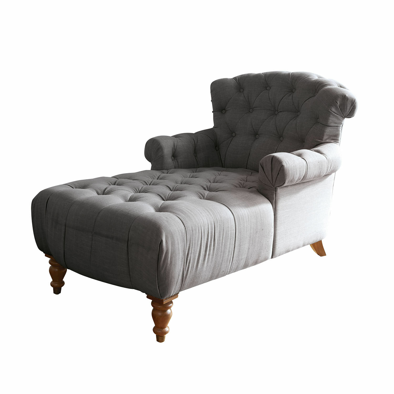 anthrazit/braun Grau gepolsterte Chaiselongue Springfield Village mit Holzbeinen für ein gemütliches Wohnzimmer