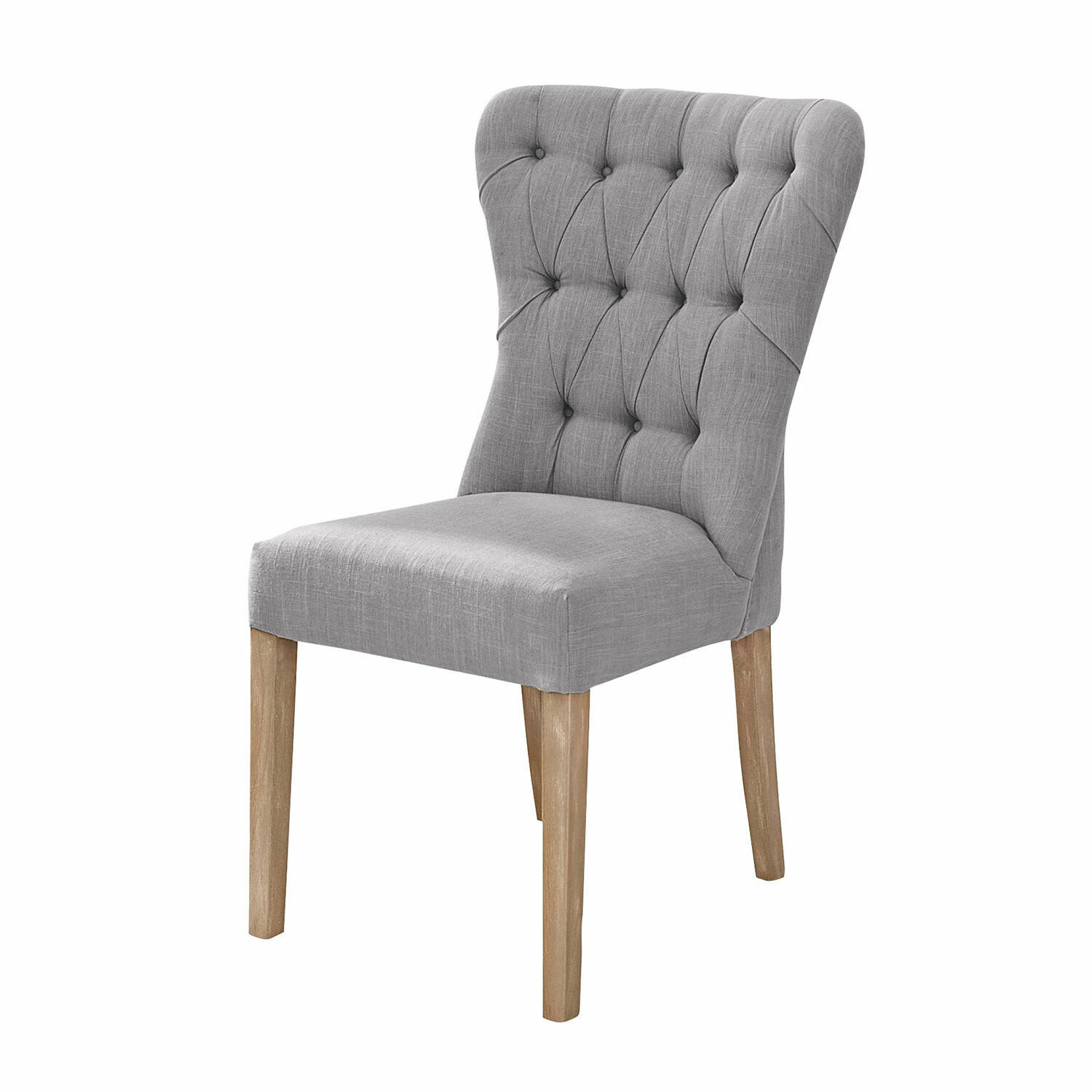 blaugrau Stuhl Saint Laurent aus blau-grauem Stoff mit Holzbeinen, ideal fürs Esszimmer