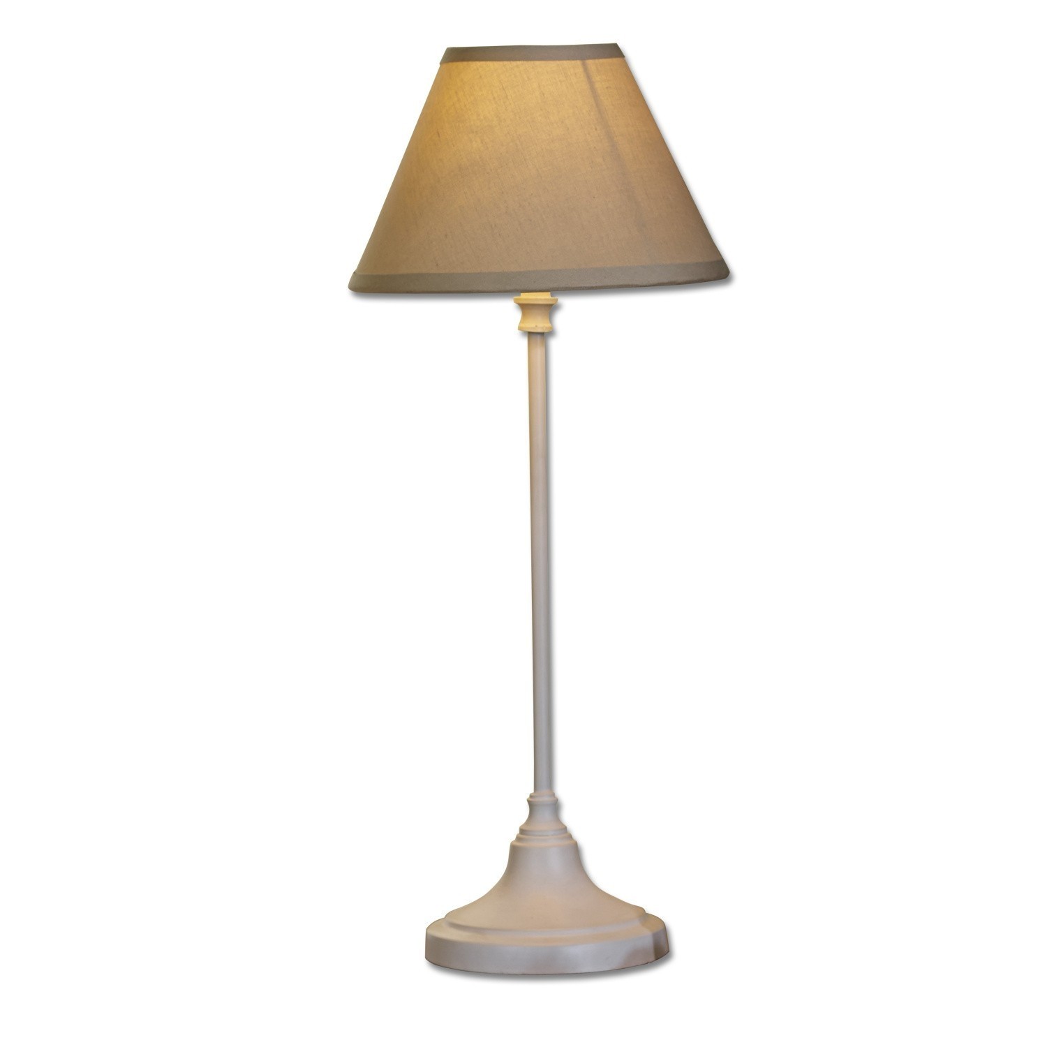 Tischlampe Swindon Klassische Tischlampe mit beigem Lampenschirm und weissem Sockel, ideal für Wohnzimmer und Schlafzimmer