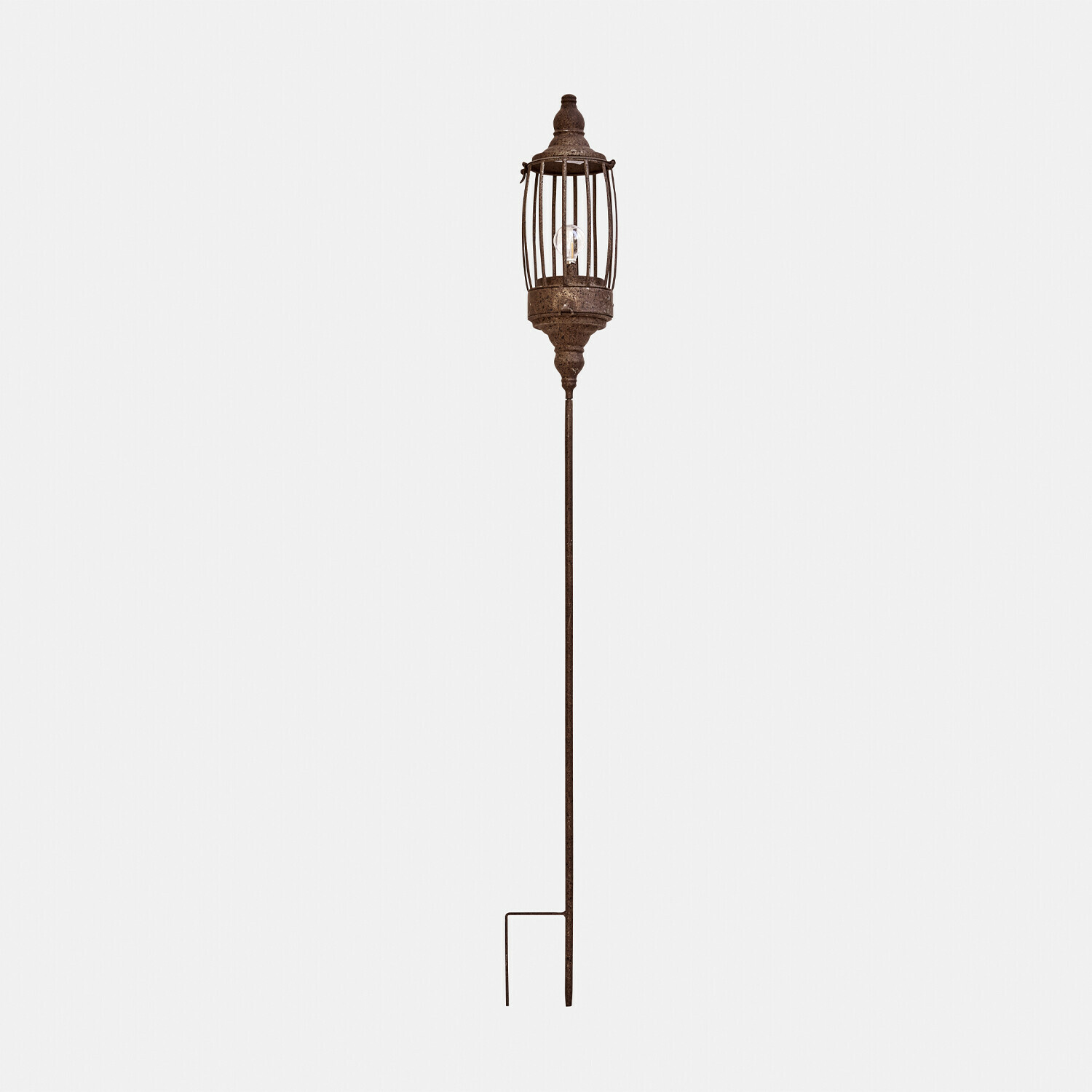 Wiederaufladbare LED-Laterne Lagia Dekorative Gartenlampe aus rostigem Metall mit Käfig und Glühbirne, Aussenbeleuchtung