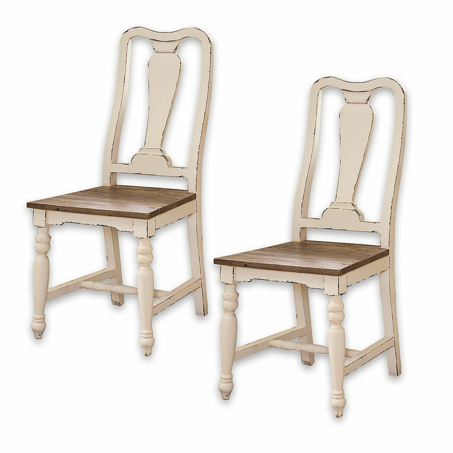 Stuhl 2er Set Harold Ein Paar Vintage-Holzstühle mit beigem Gestell und braunem Sitz für das Esszimmer