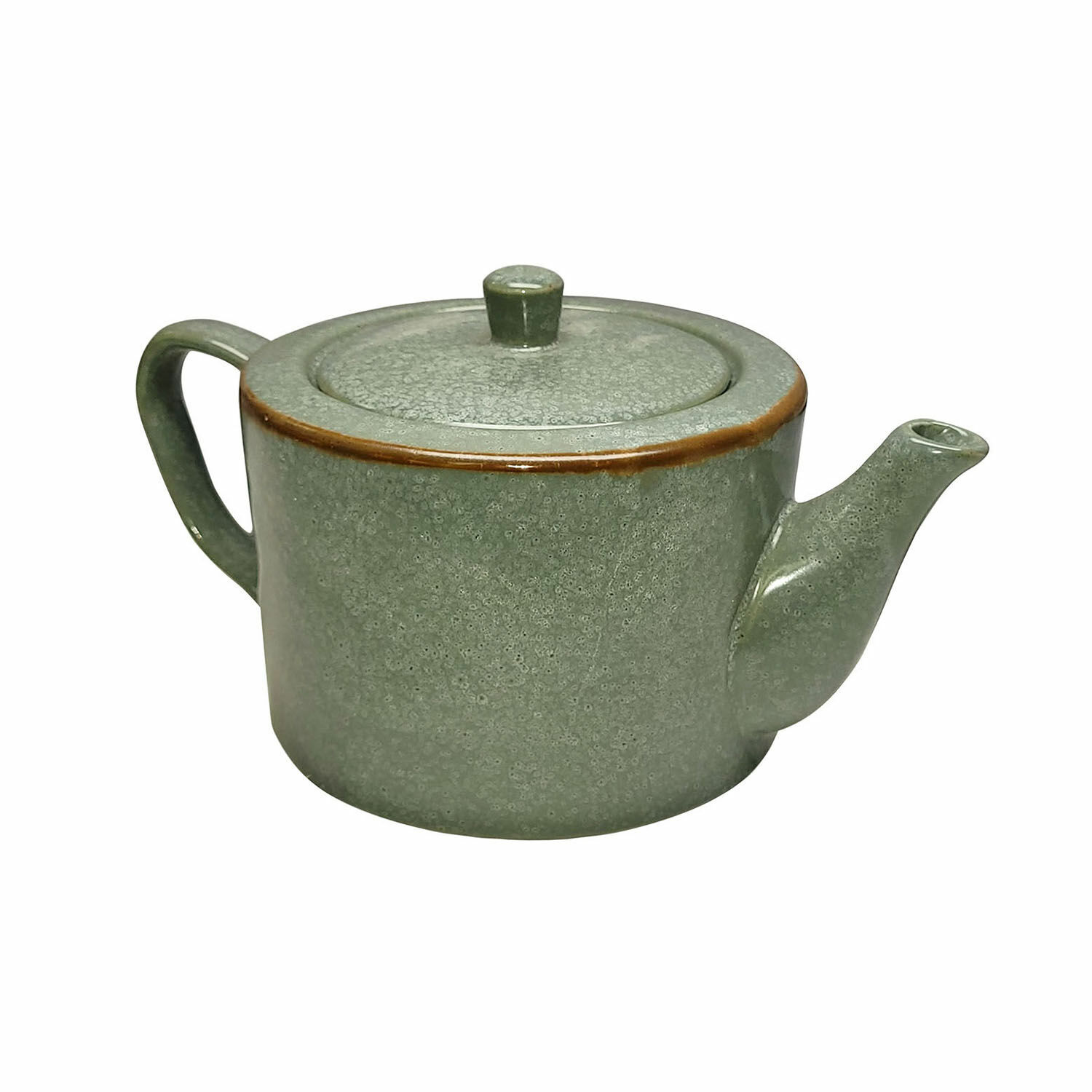 Keramik-Teekanne Biarritz in Türkis und Braun mit rustikalem Design