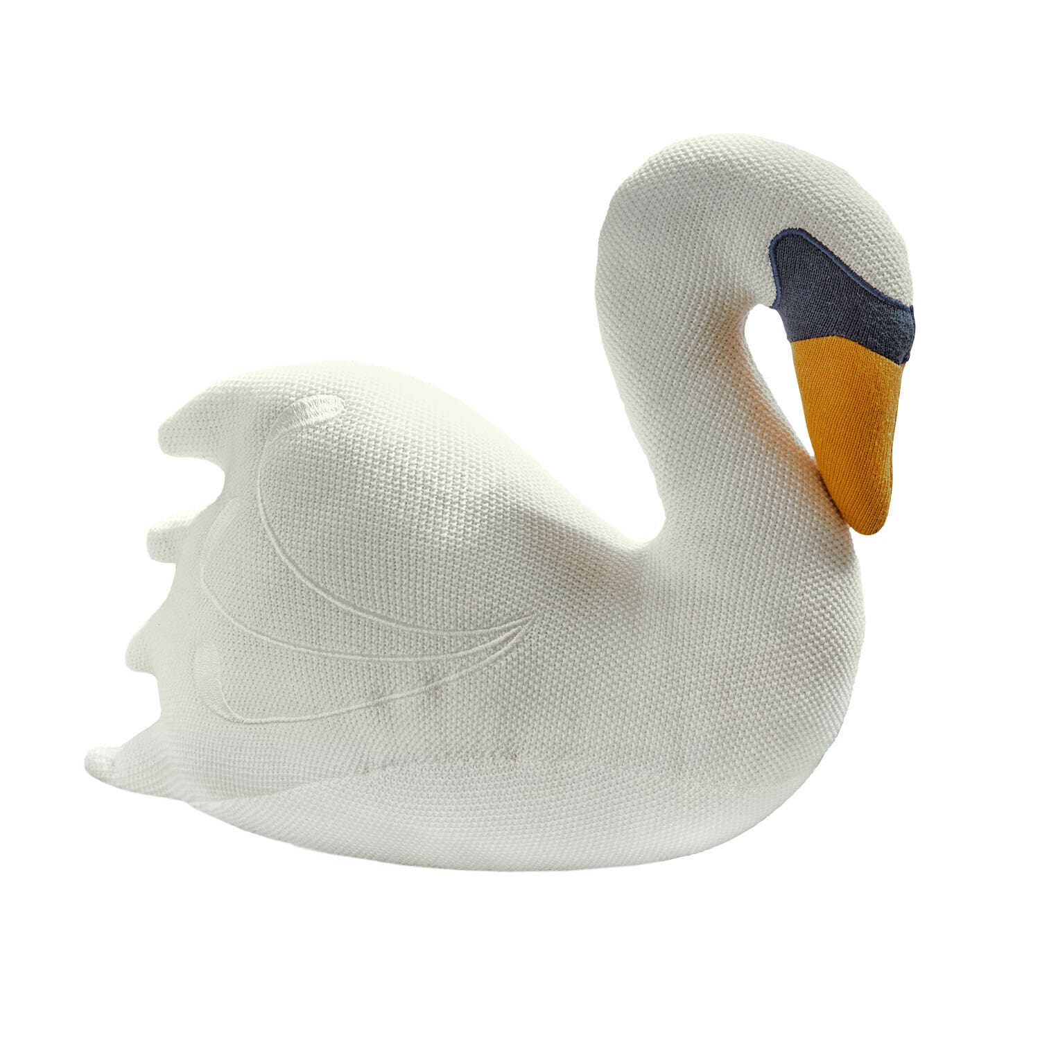 Stofftier Cariella Weisses gestricktes Schwan-Kissen mit orange-schwarzem Schnabel, dekoratives Wohnaccessoire