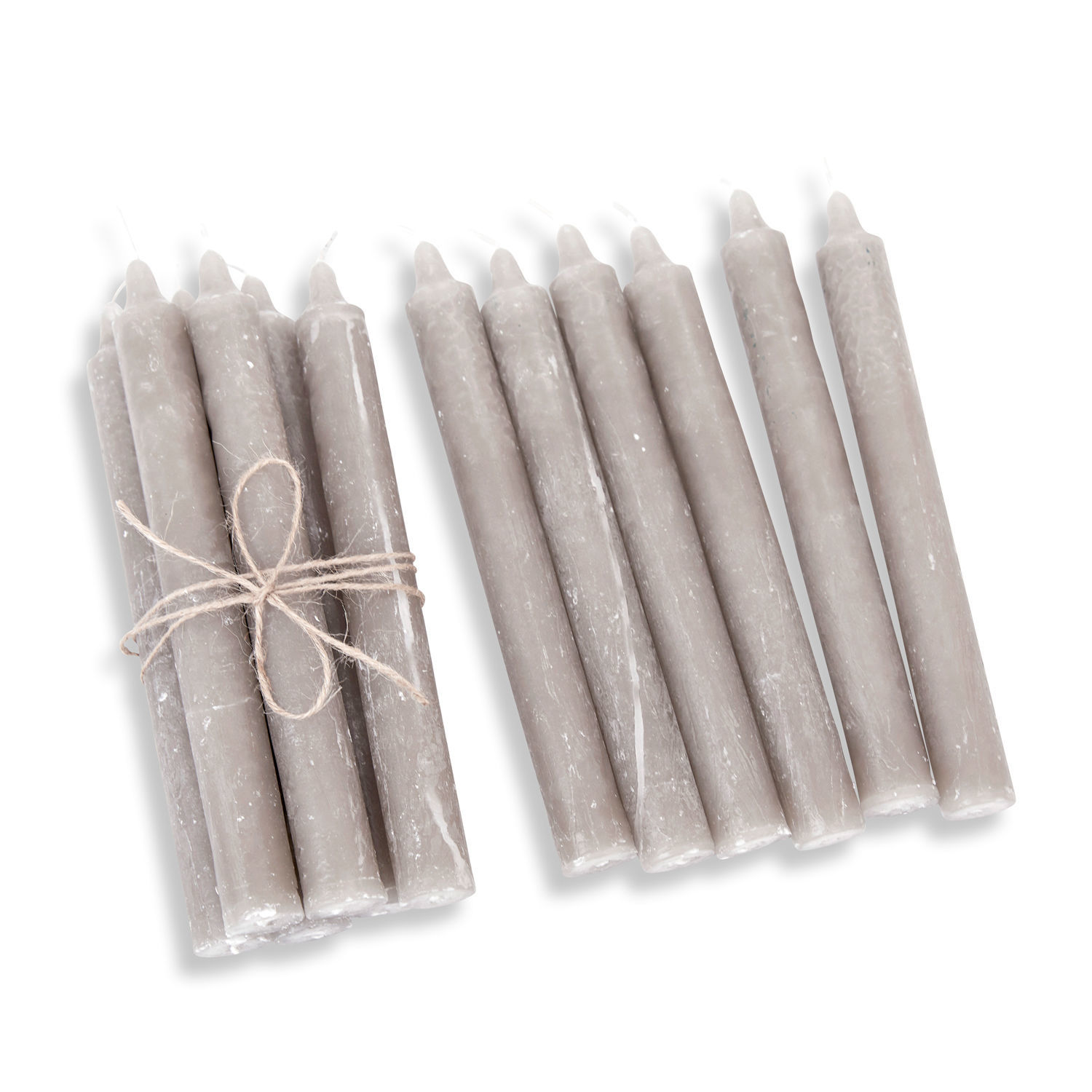 taupe 12er-Set taupefarbener Stabkerzen aus Wachs, stilvolle Wohnraumdekoration und Lichtquelle