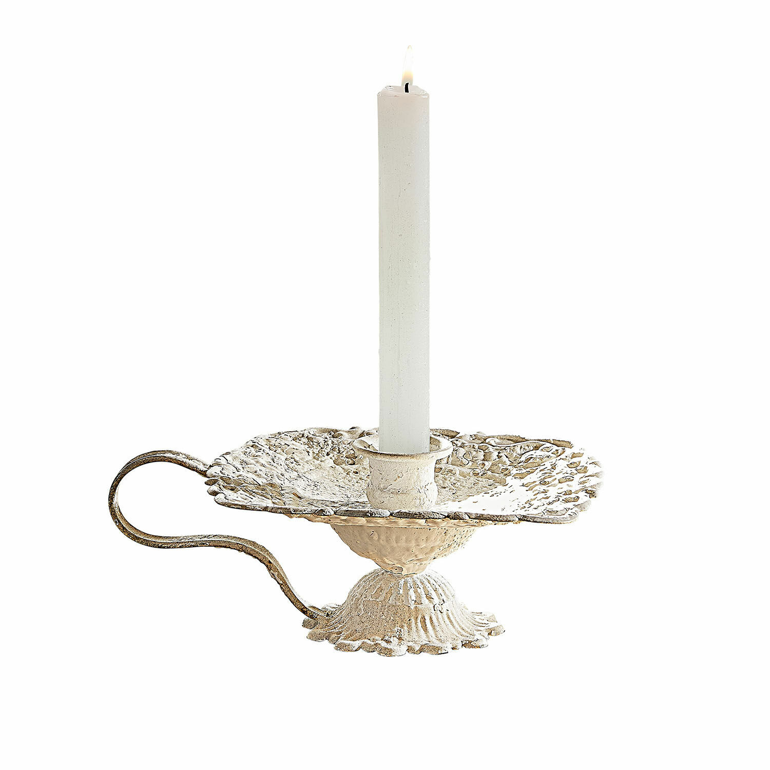 Kerzenhalter Wilexor Metall-Kerzenhalter im Vintage-Stil in Creme mit weisser Kerze, dekoratives Wohnaccessoire