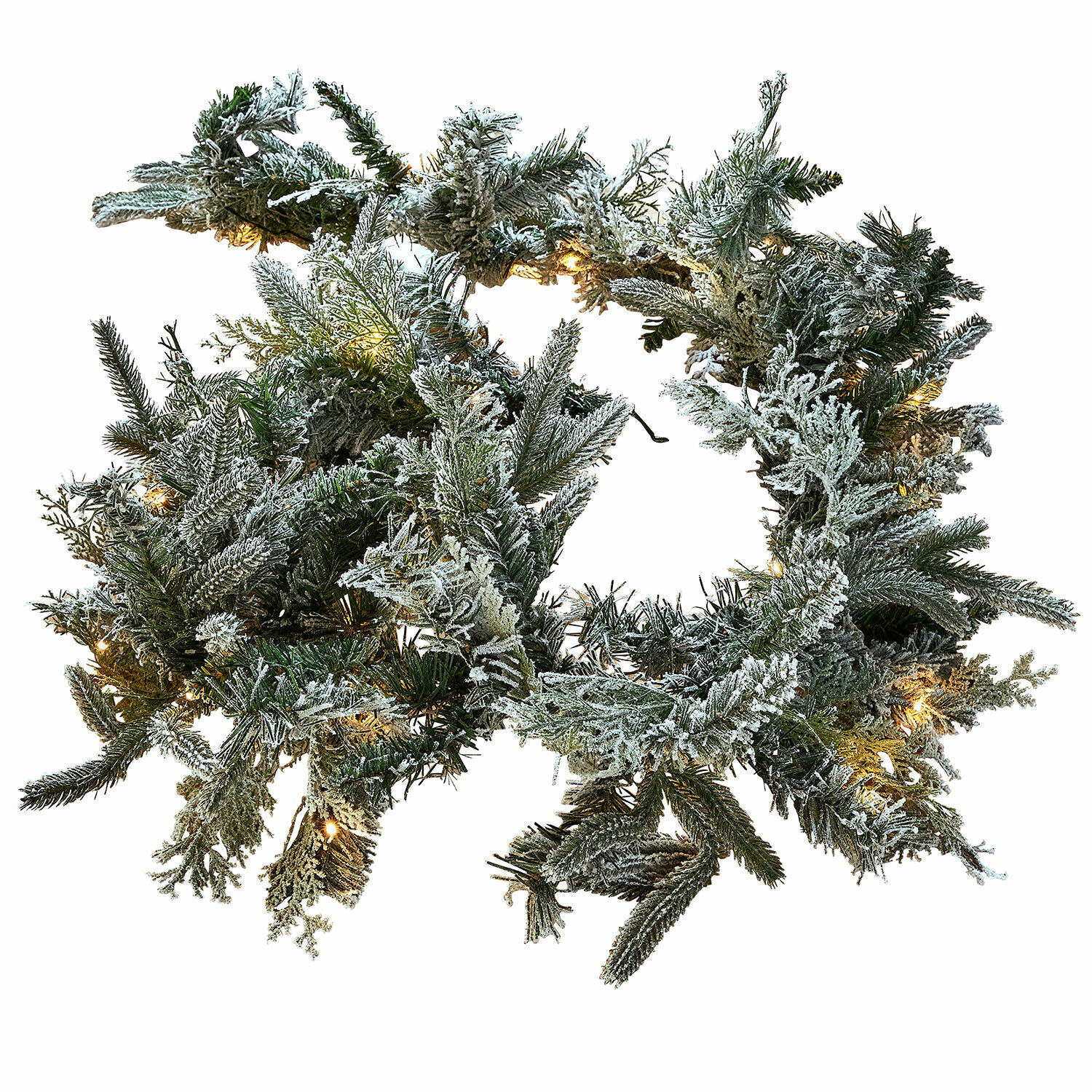 LED-Girlande Cadelise Verschneiter Weihnachtskranz aus grünen Zweigen mit sanfter LED-Beleuchtung, Winterdekoration