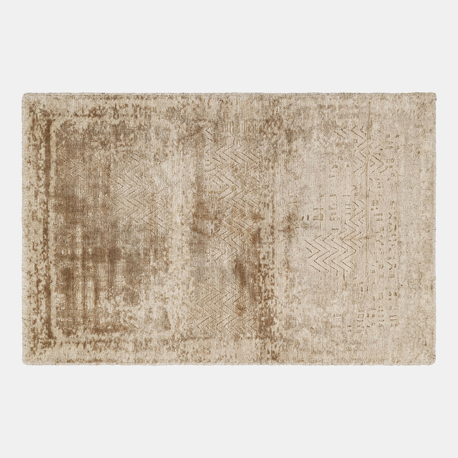 Teppich Ashmere Beiger Teppich aus weichem Material mit dezentem geometrischem Muster für Wohnzimmer