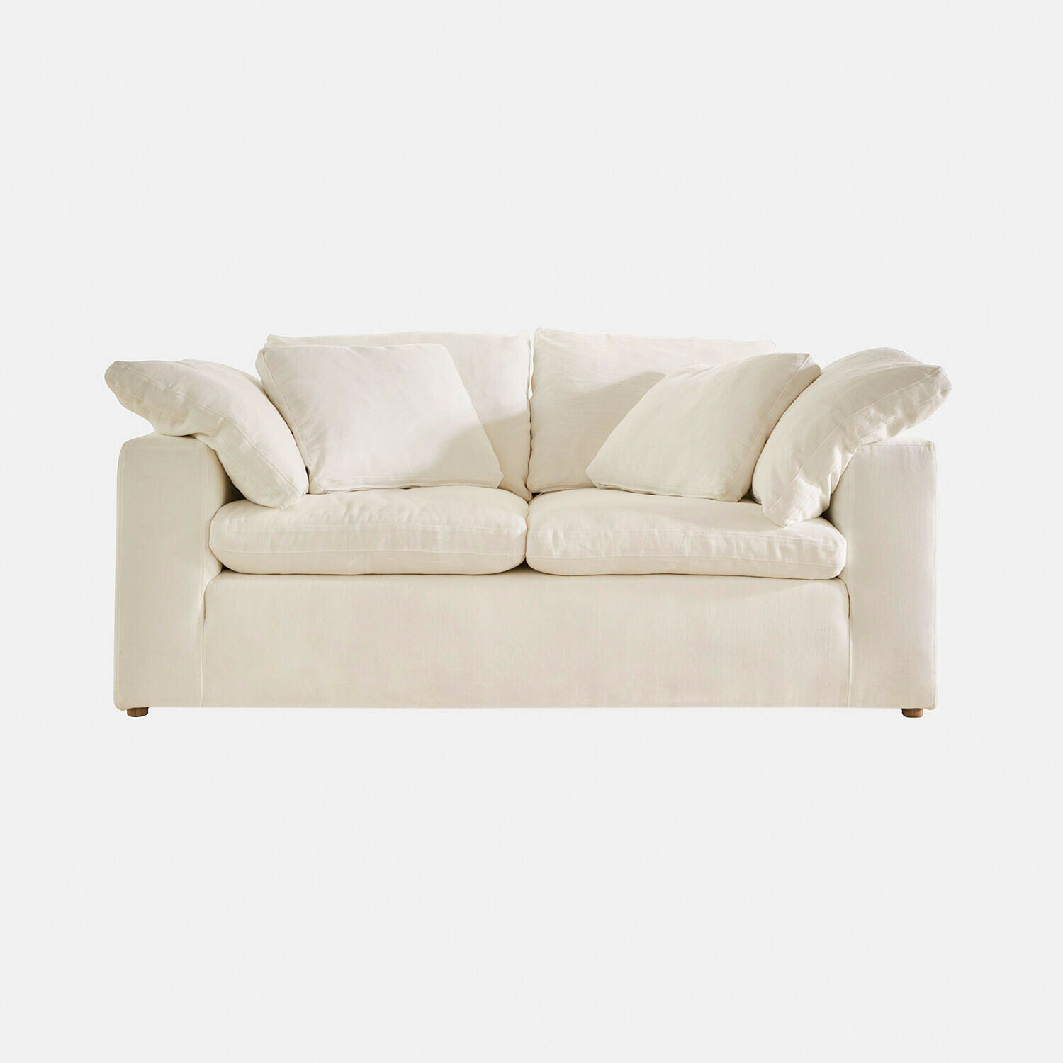 weiss Weisses Everholt Sofa aus weichem Stoff mit Kissen, modernes Wohnzimmermöbel