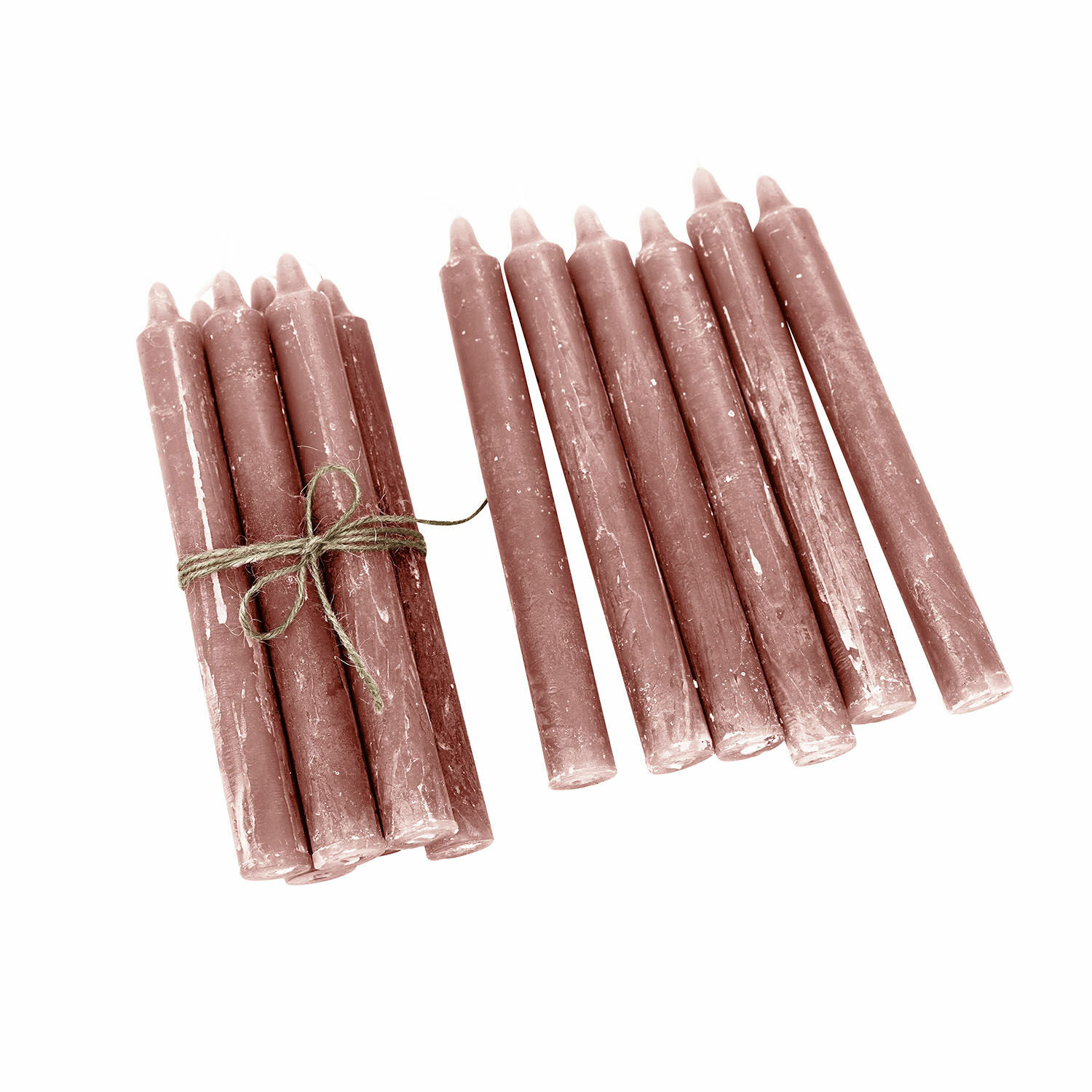 rosa 12er-Set Bauceau-Kerzen in Rosa aus Wachs, dekoratives und elegantes Wohnaccessoire