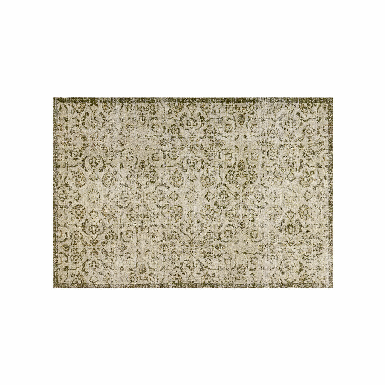 Teppich Calperino Vintage-Teppich mit beigem und grünem Muster, stilvolle Wohnzimmerdekoration