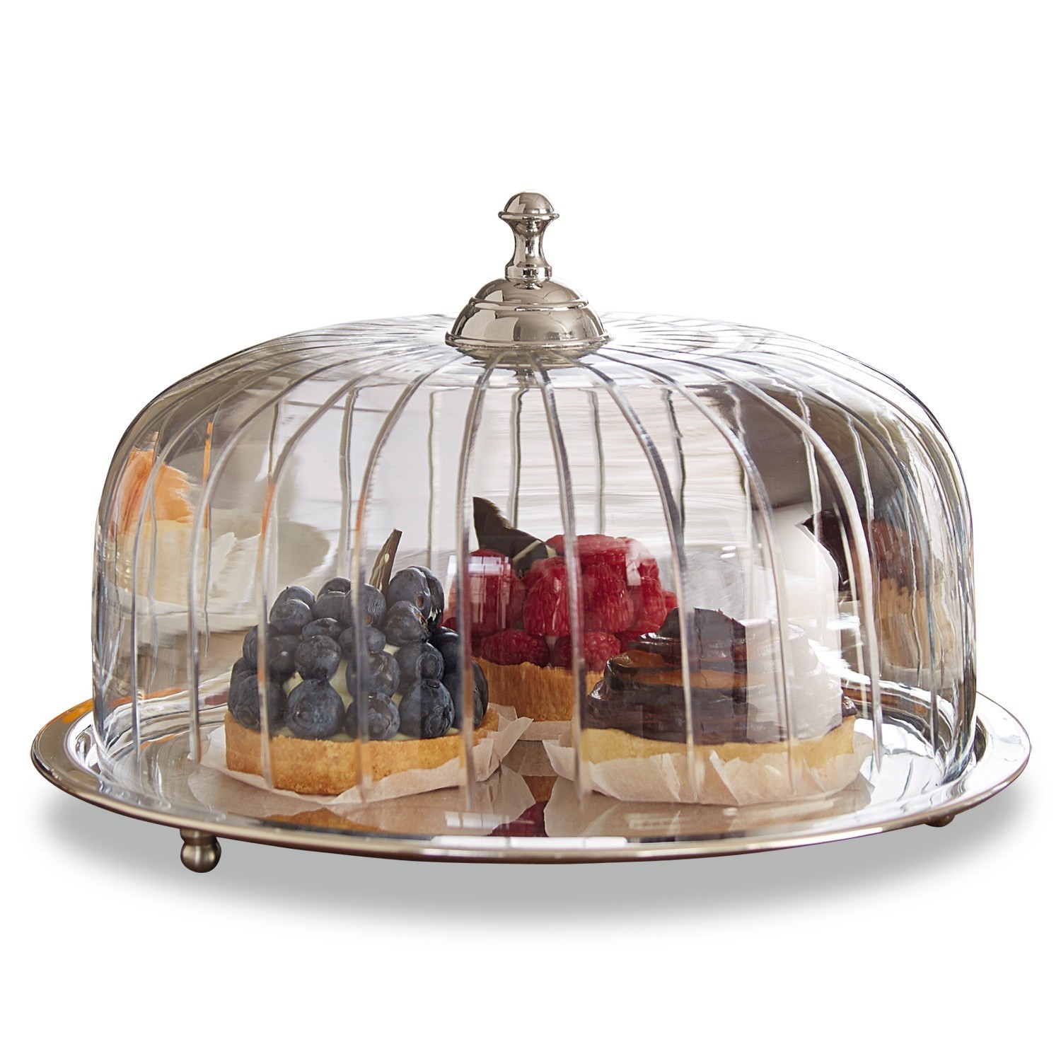 Kuchenglocke Allaire Transparente Glasglocke mit Metallboden und Griff, ideal zum Präsentieren von Kuchen.