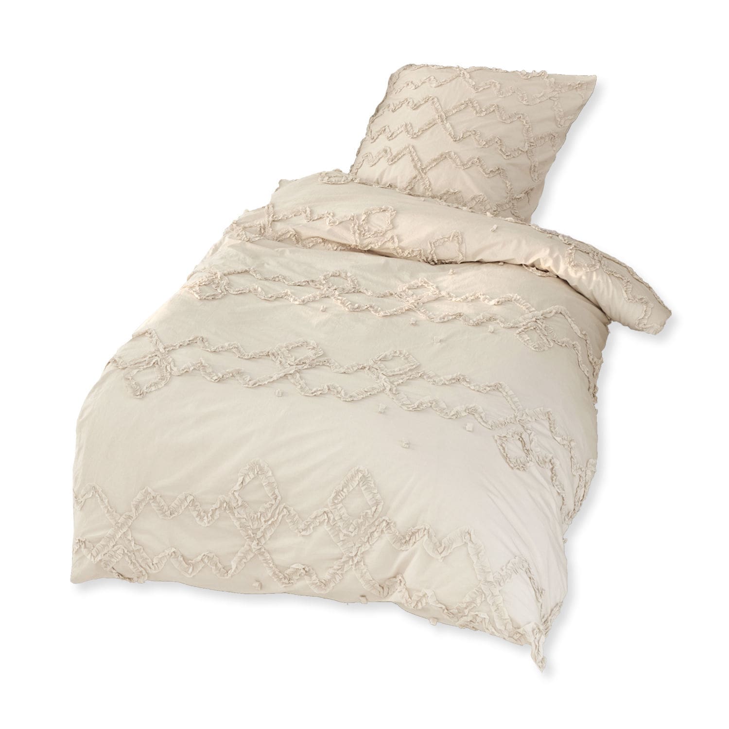 beige Beige Bettwäsche Laine aus weicher Baumwolle mit dekorativem Muster, bequem und stilvoll