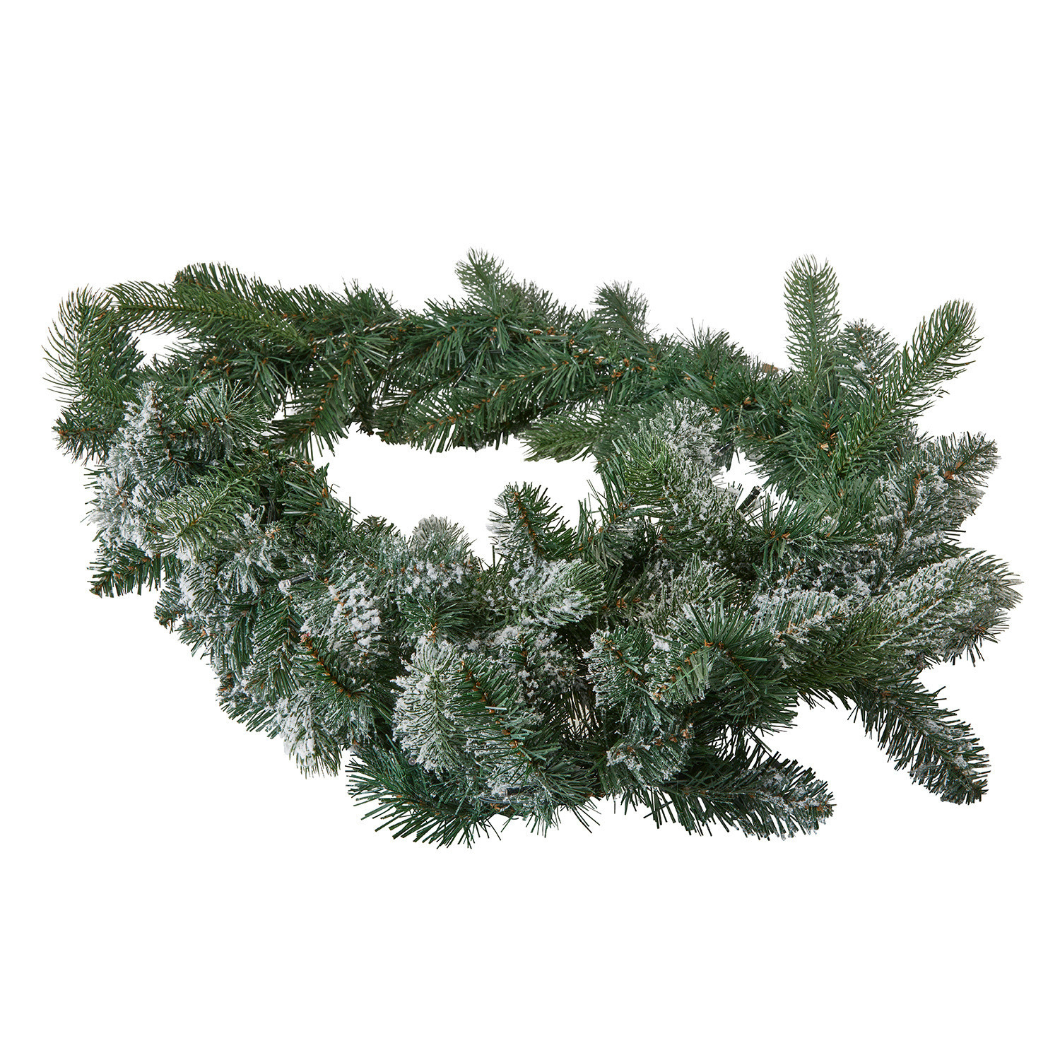 Grün-weisse LED-Girlande mit Schneeeffekt, weihnachtliche Dekoration aus Tannenzweigen