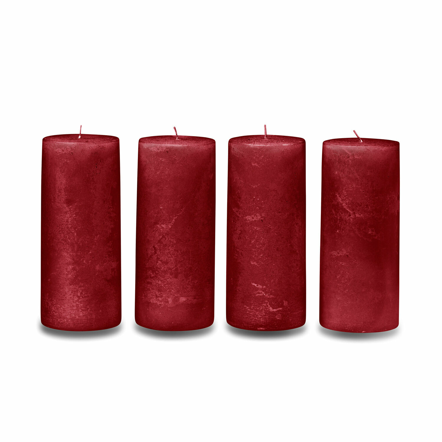 rot Set aus 4 roten Wachskerzen, klassische Dekoration, stilvolle Wohnraumkerzen