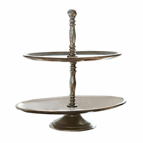 Zweistockige Metall-Etagere in dunklem Braun zum stilvollen Servieren von Snacks und Desserts