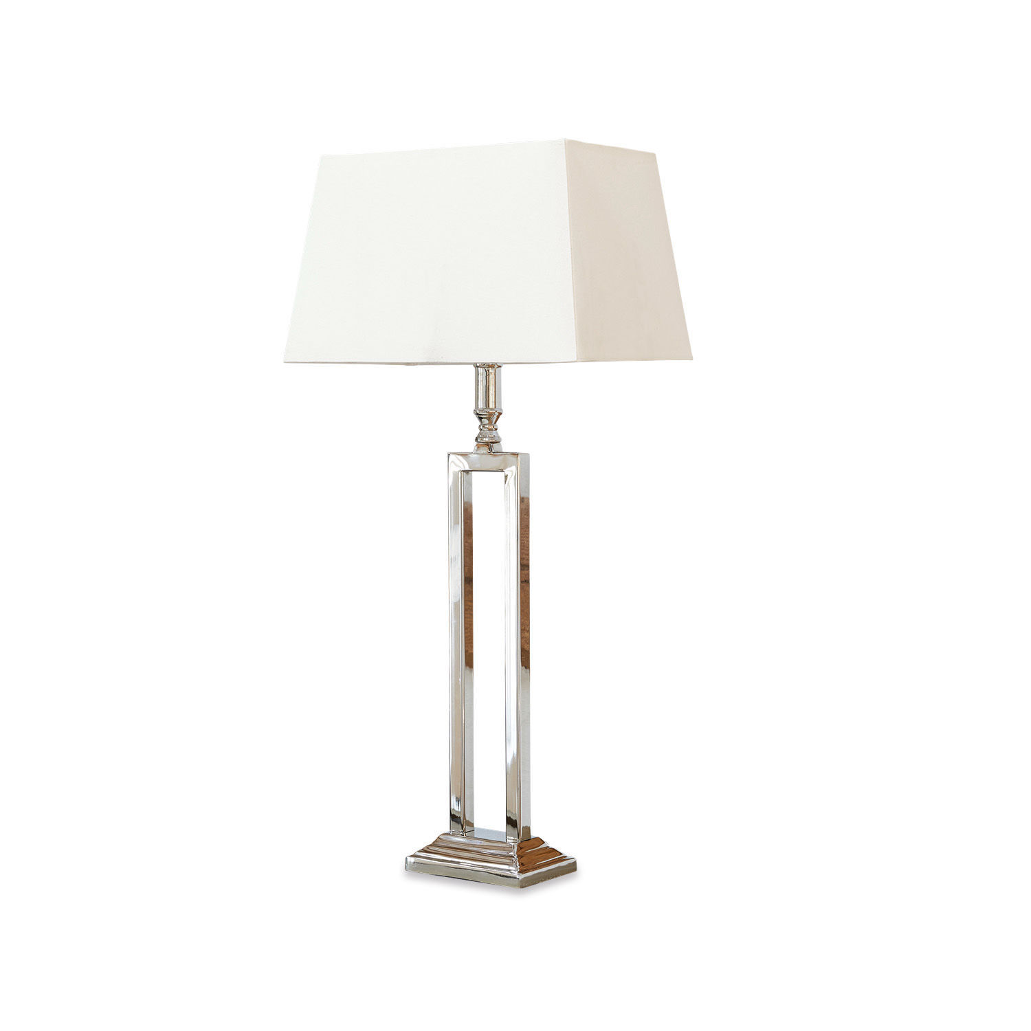 Tischlampe Kinshaa Elegante Tischlampe mit Metallfuss und weissem Lampenschirm für Wohnzimmer und Schlafzimmer