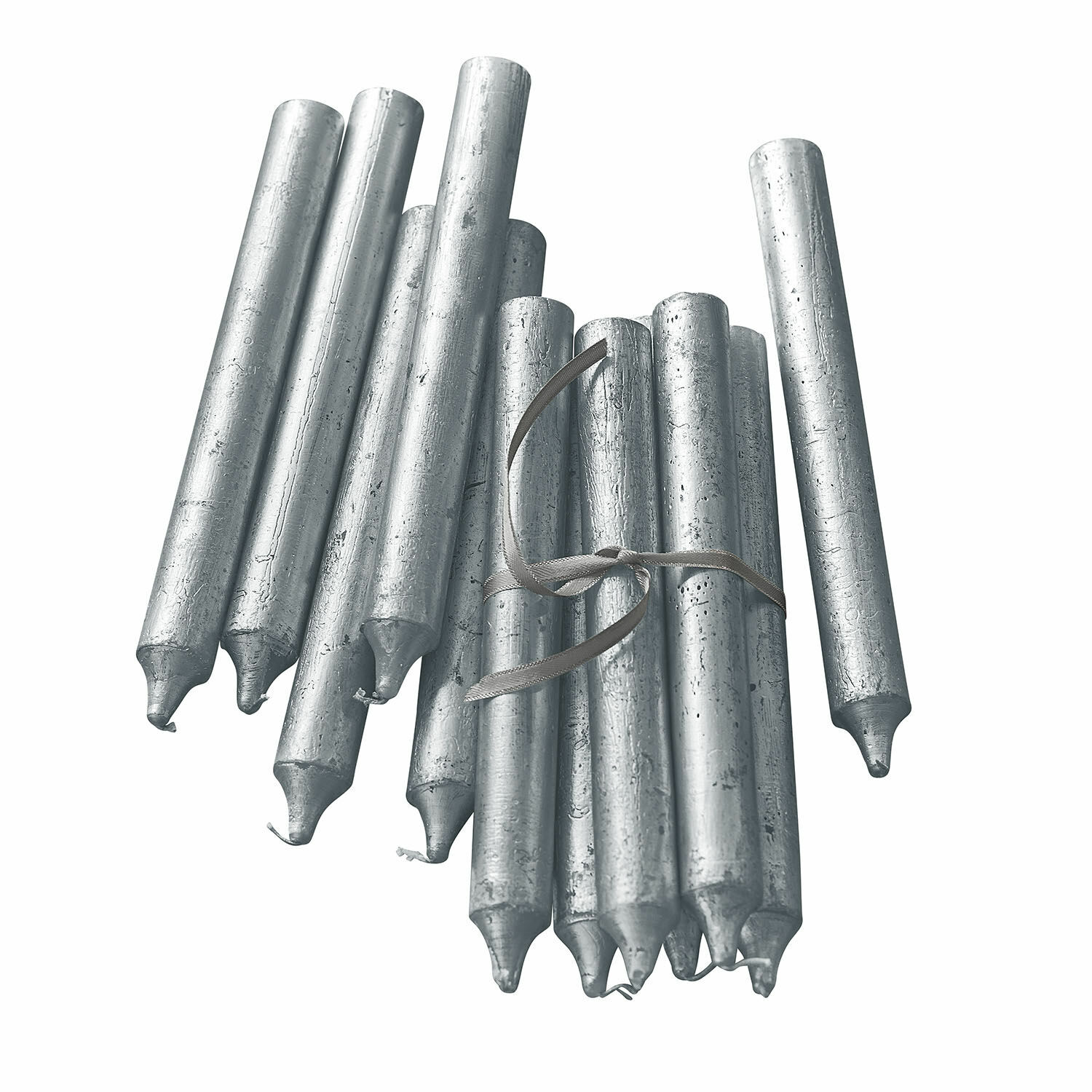 silber 20er Set Lysarion Kerzen in Silber mit metallischem Glanz, dekorativ für stilvolle Raumgestaltung