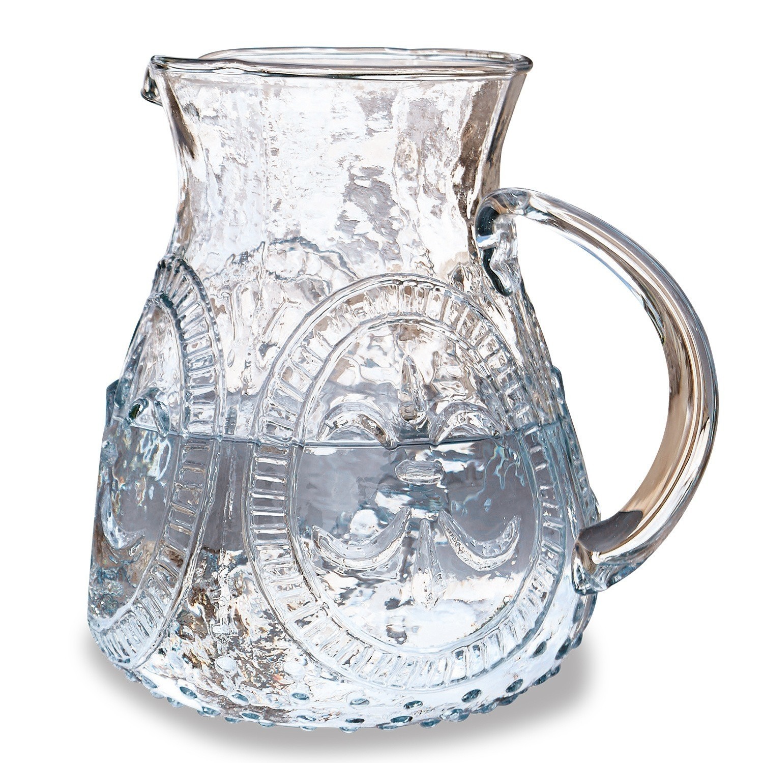 Krug Pépin Glaskrug mit Relief und Henkel, transparentes Material, ideal zum Servieren von Getränken.