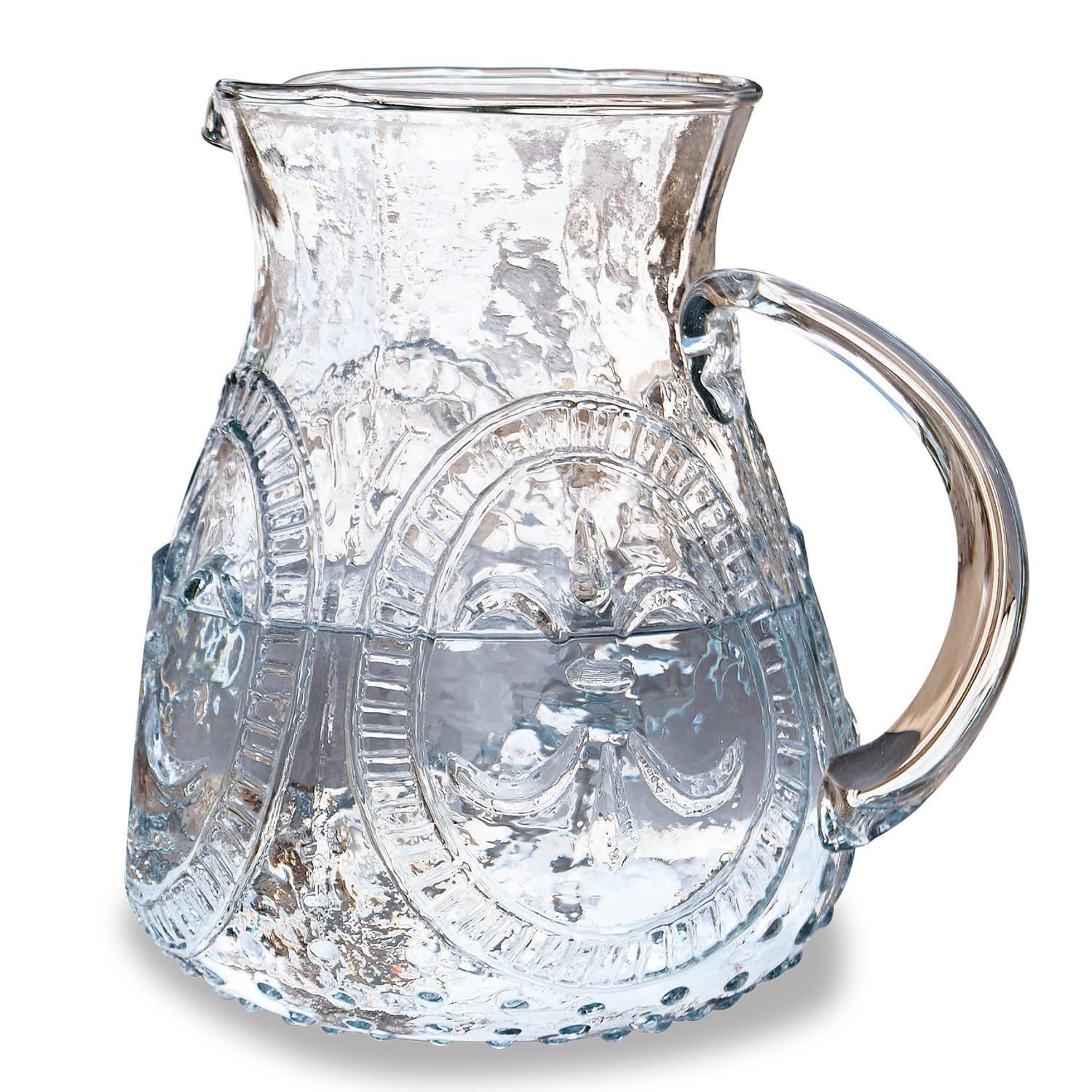 Krug Pépin Glaskrug mit Relief und Henkel, transparentes Material, ideal zum Servieren von Getränken.