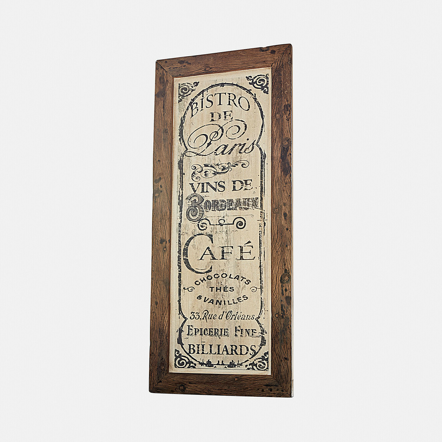 Bild Jolivard Holzrahmen mit dekorativem Vintage-Bistro-Schriftzug in Braun und Beige zur Wanddekoration