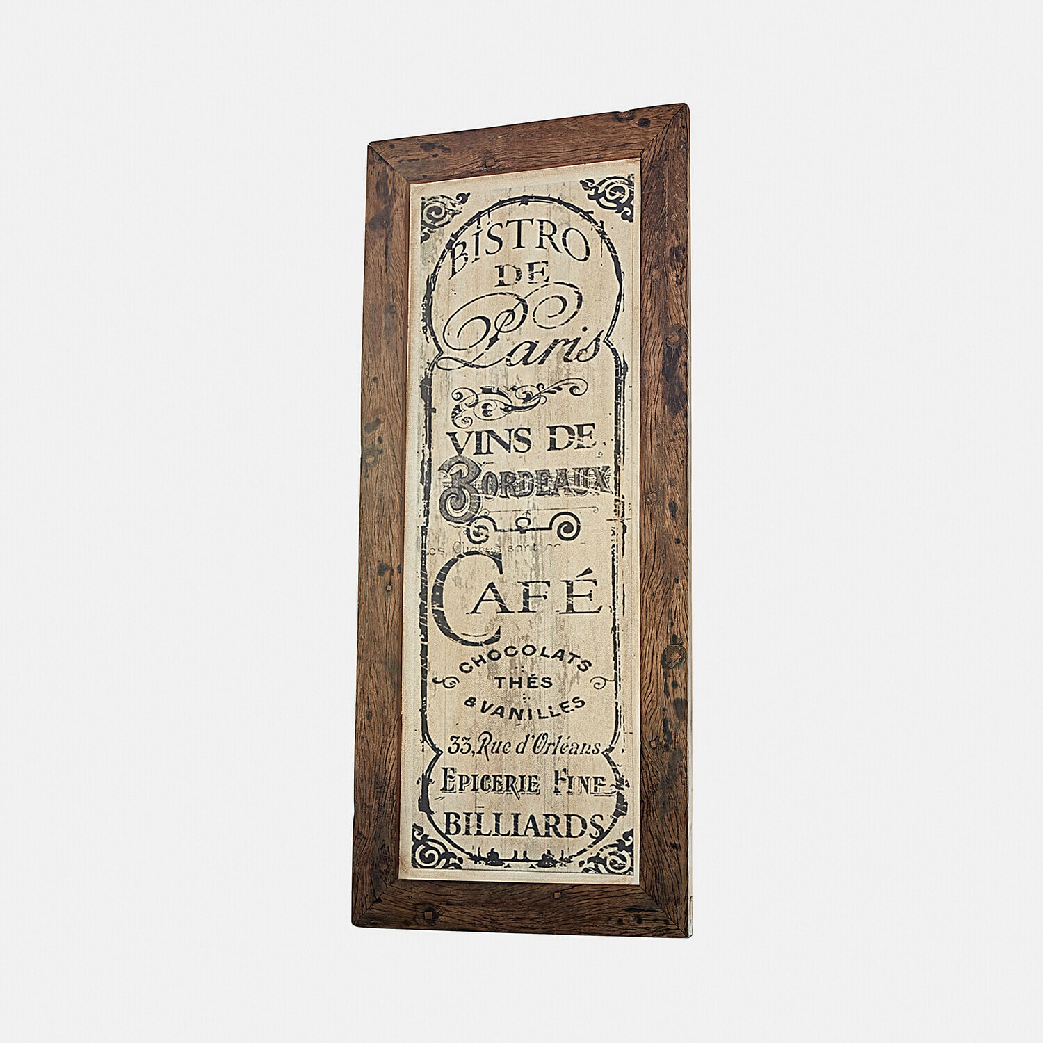 Bild Jolivard Holzrahmen mit dekorativem Vintage-Bistro-Schriftzug in Braun und Beige zur Wanddekoration