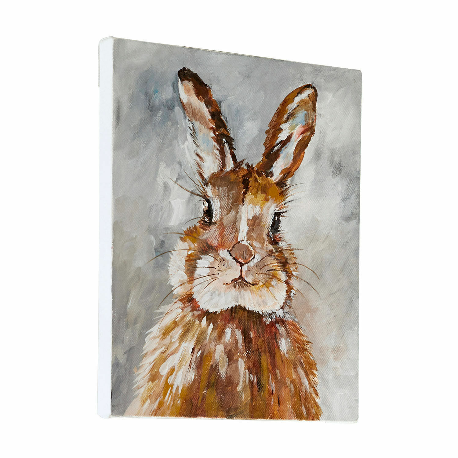 Bild Magnus Leinwandbild mit braunem Hase auf grauem Hintergrund, Wanddekoration fürs Wohnzimmer.
