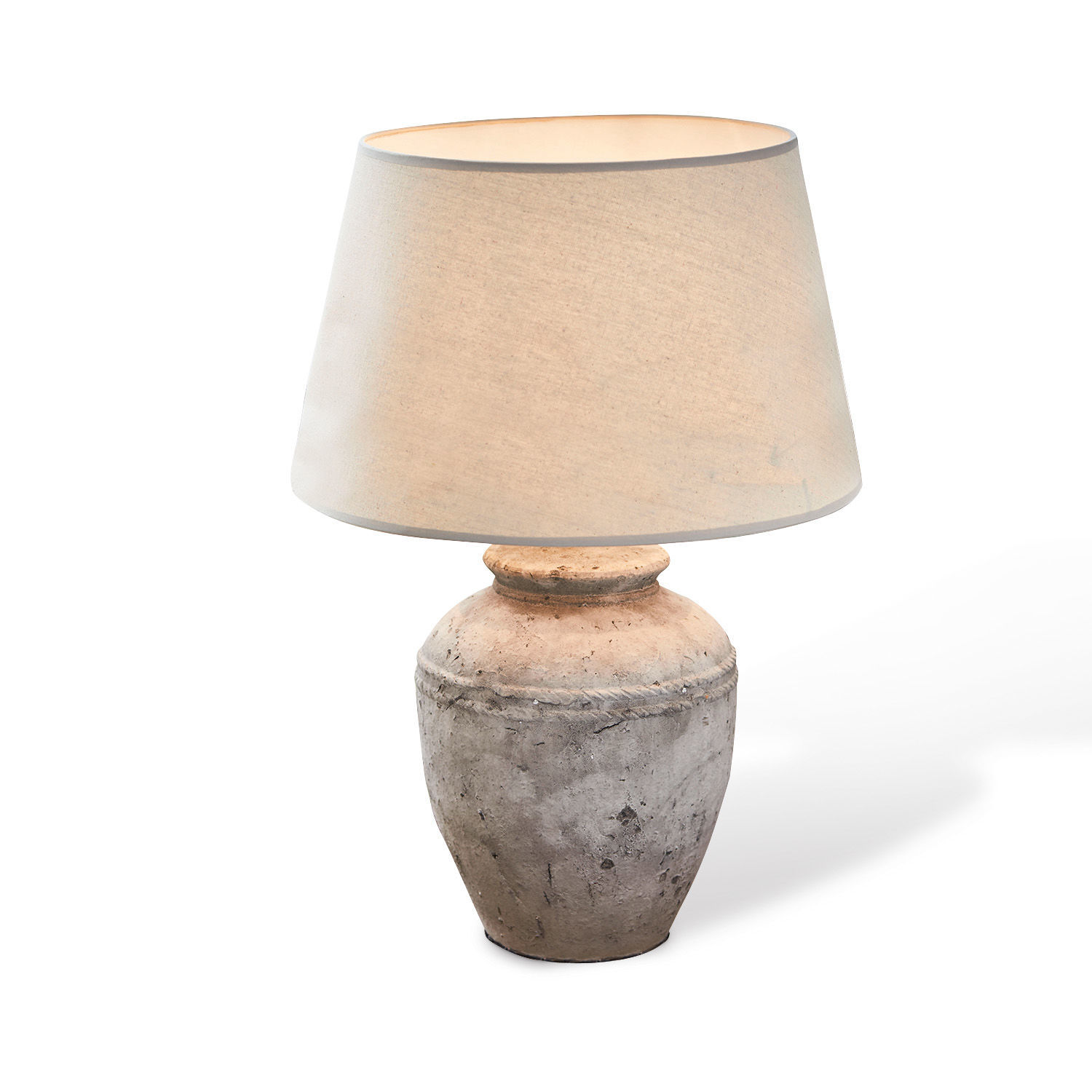 Tischlampe Mosnay Tischlampe mit beigem Lampenschirm und graubeiger Keramikbasis zur Wohnraumdekoration