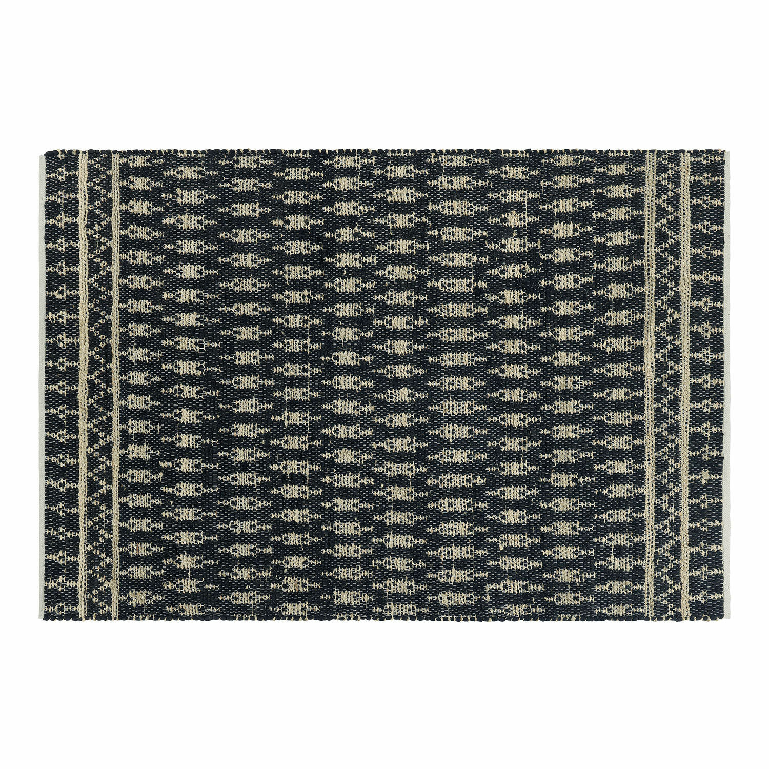 Wendeteppich Frizzy Schwarz-cremefarbener Teppich mit geometrischem Muster aus robustem Material für das Wohnzimmer