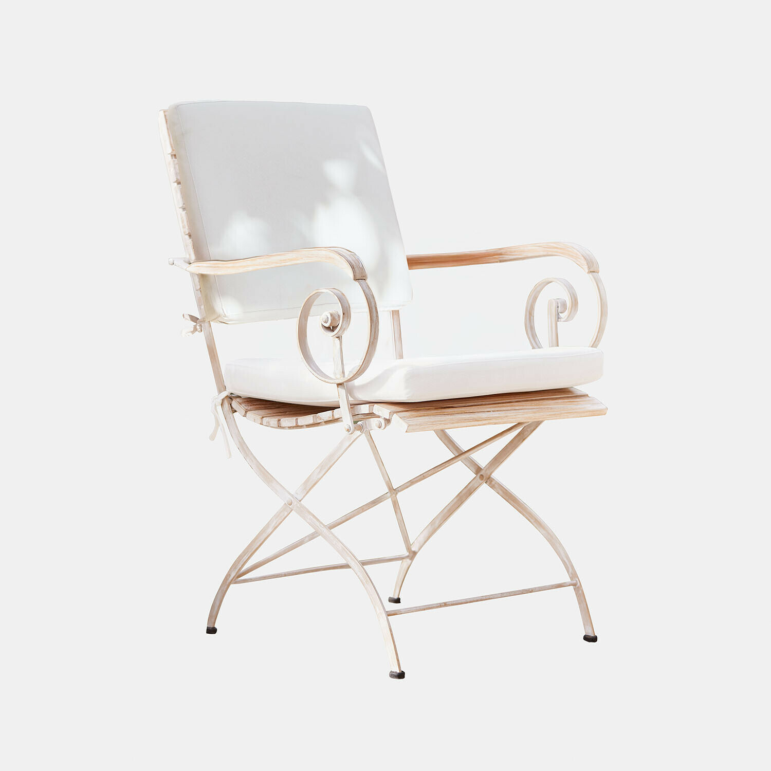 braun Stuhl Iker mit braunem Metallgestell und weissen Polstern, komfortabel für Wohnzimmer