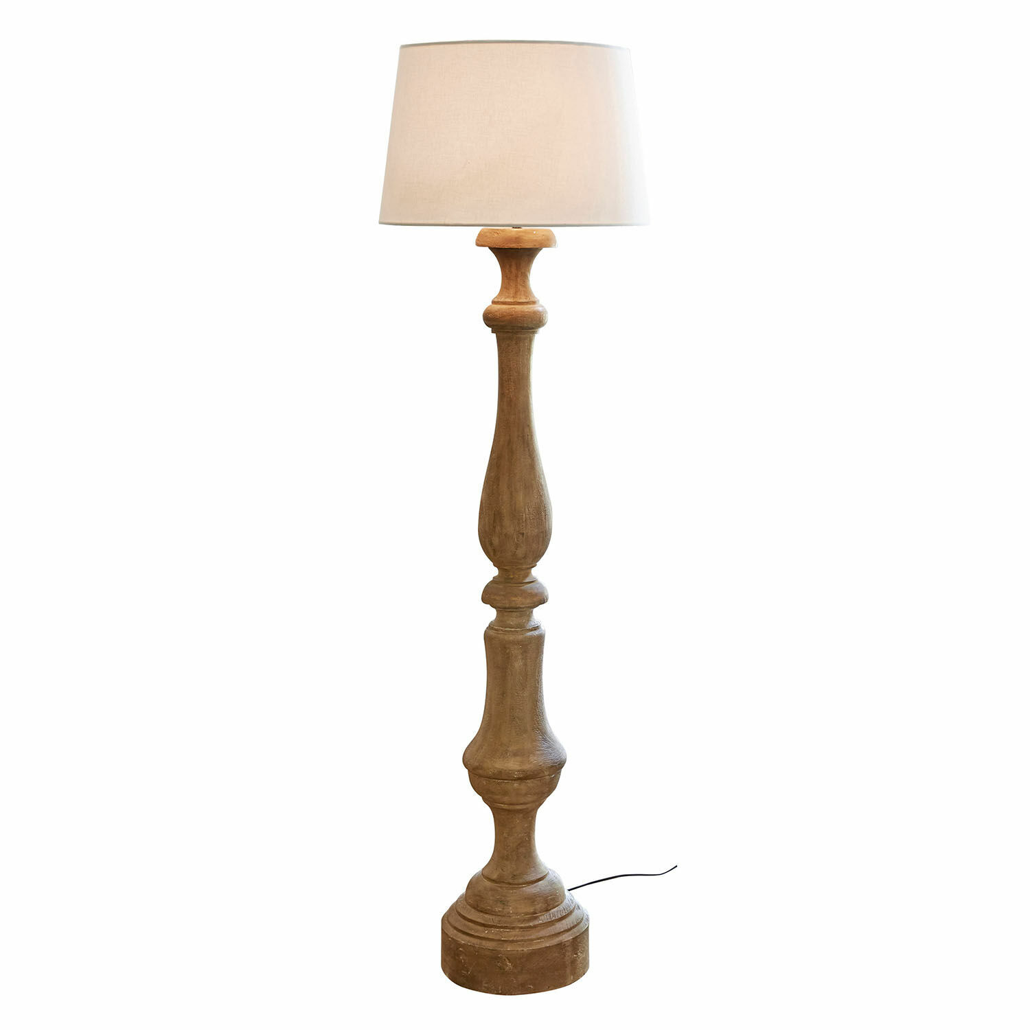 Stehlampe Etienne Stehlampe aus Holz mit beigem Lampenschirm, klassisches Design für Wohnzimmer oder Schlafzimmer.
