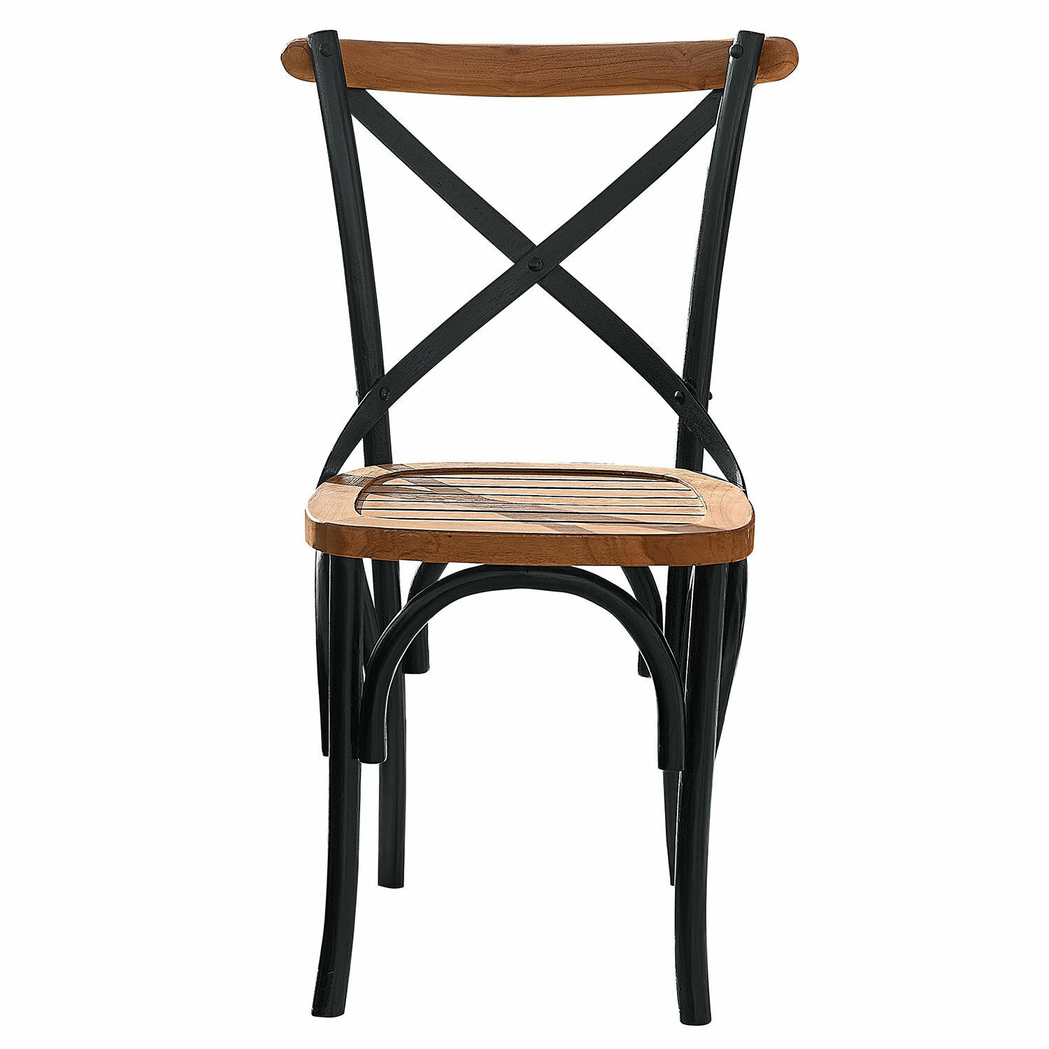 schwarz/braun Stuhl Kirkdale aus schwarzem Metall und braunem Holz, im Industriestil für das Esszimmer