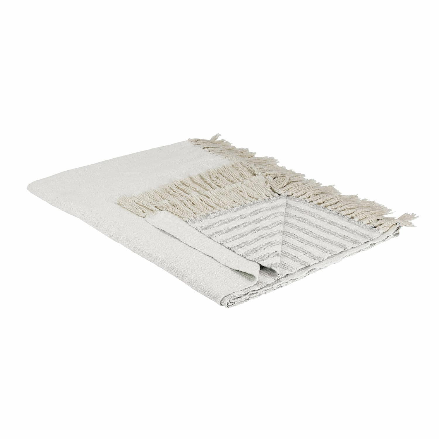 creme/grau Kremfarbener Plaid Marpent mit Fransen, weiches Material, dekorative Wohndecke