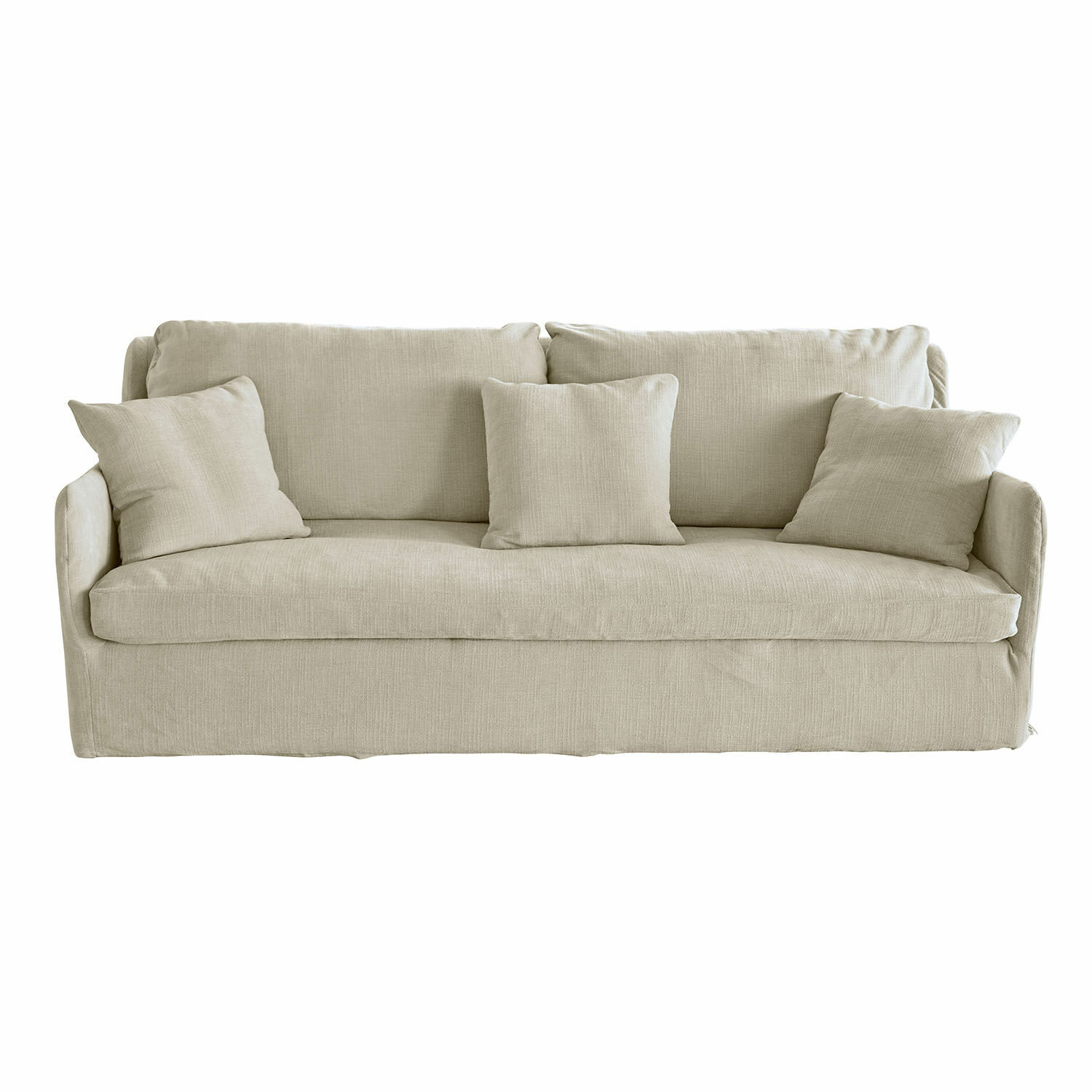 beige Beiges Shadowfield-Sofa aus Stoff mit drei Kissen, bequem und stilvoll fürs Wohnzimmer