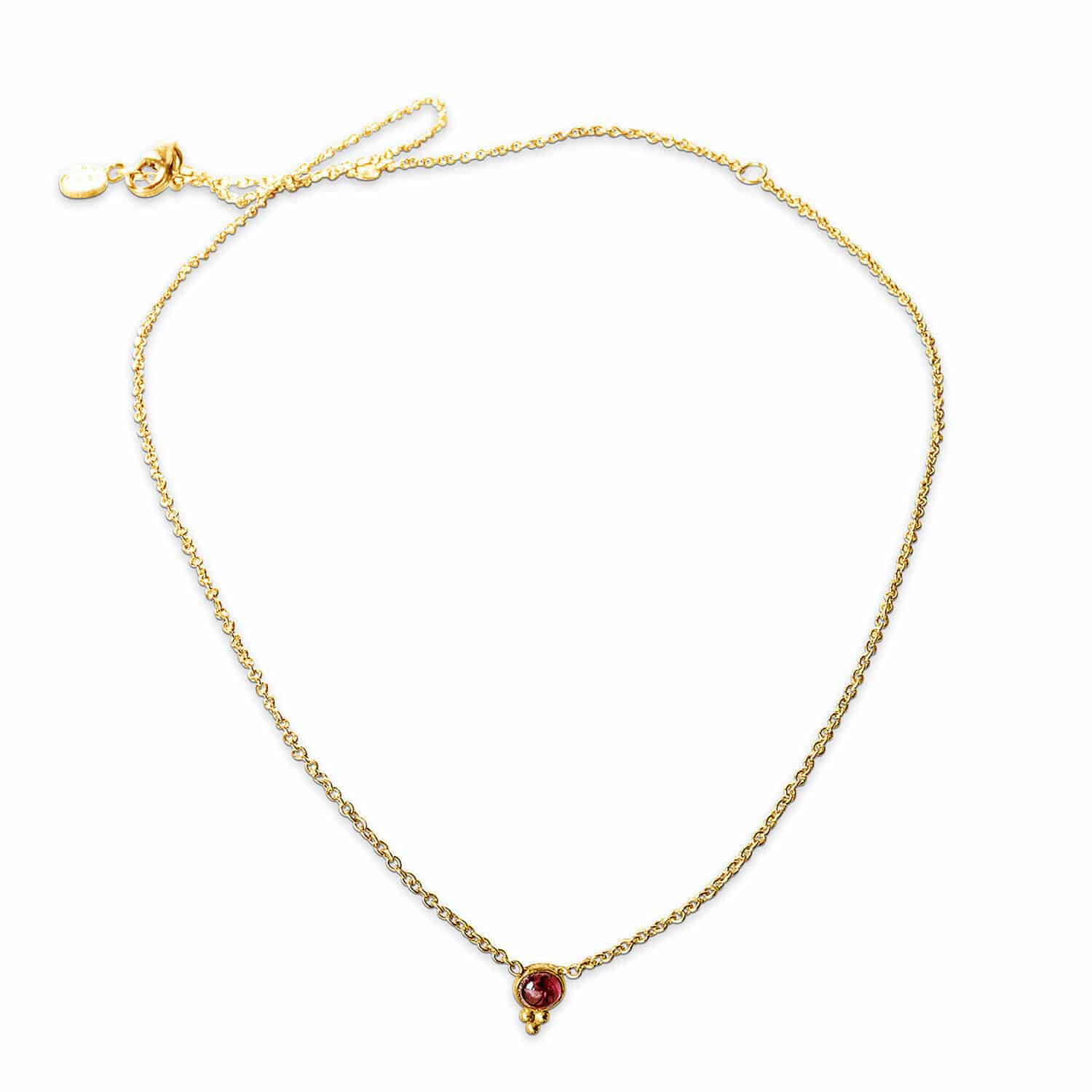 Kette Okala Feine goldene Halskette mit rotem Stein und zartem Kettchen, Damenschmuck