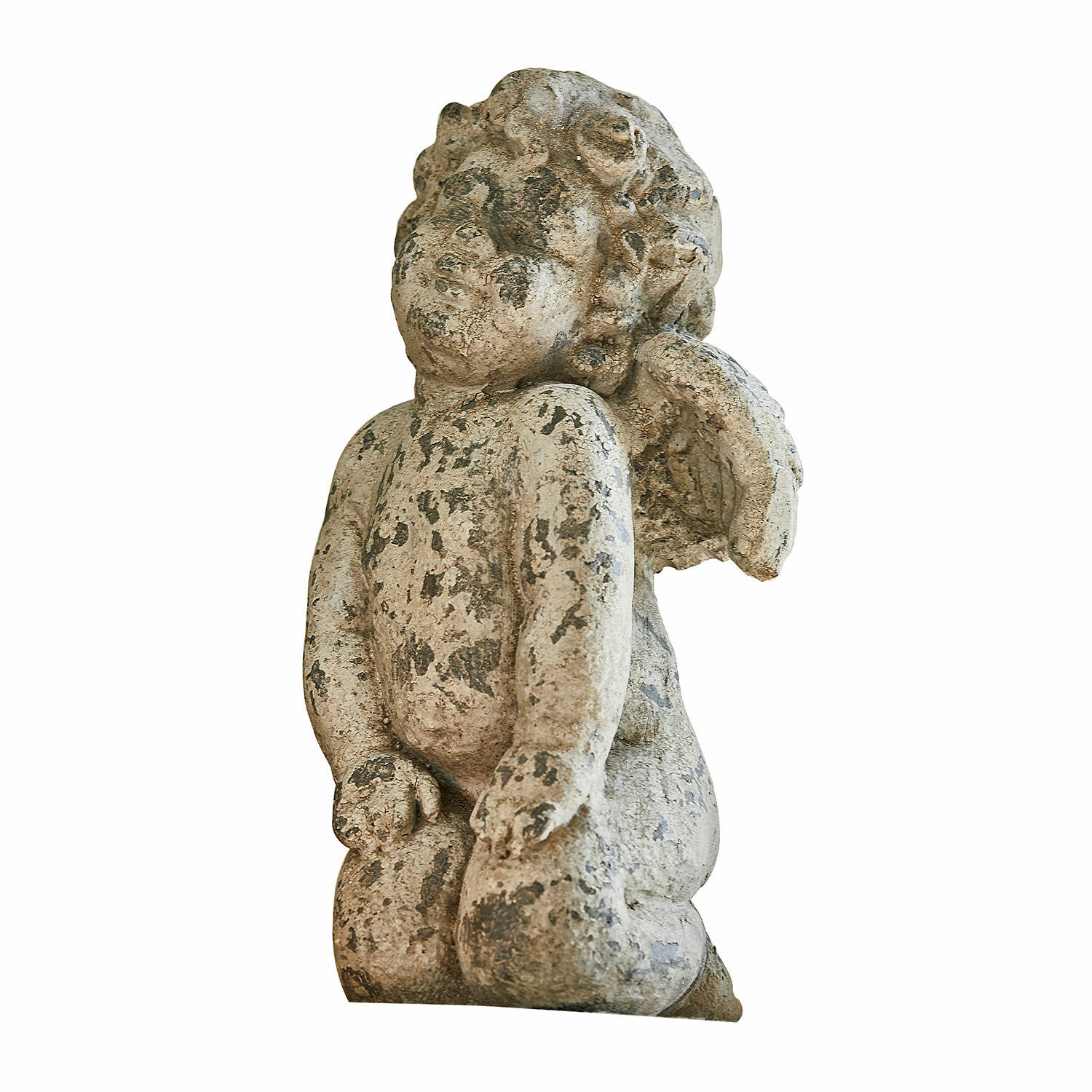 Deko-Engel Mines Engelsfigur aus gealtertem Stein in Grau-Beige als dekorativer Gartenschmuck