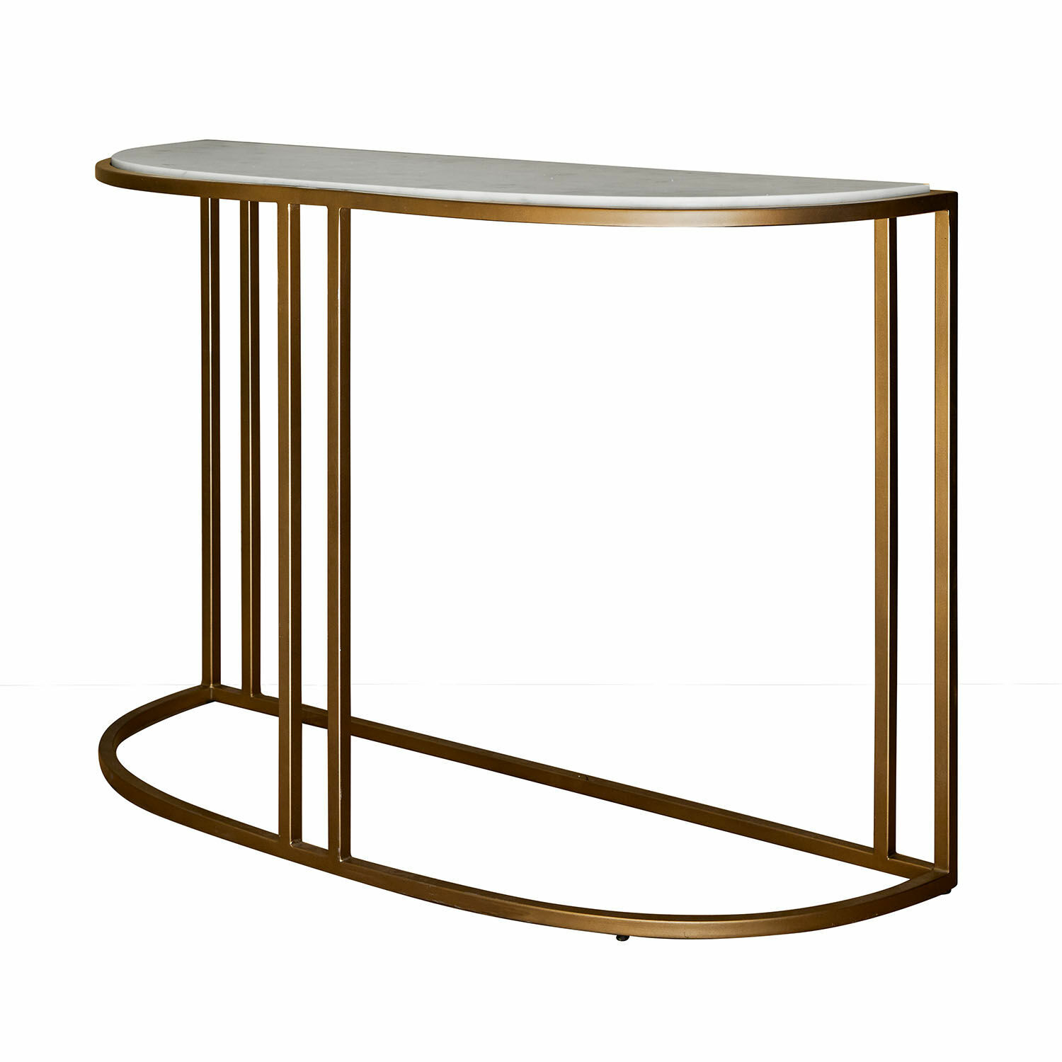 Konsole Soréline Konsole mit weisser Marmorplatte und goldenem Metallgestell, elegantes Wohnzimmermöbel
