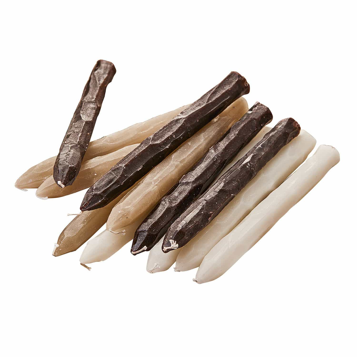 Kerze 12er Set Savineau Set Tischkerzen in Weiss, Beige und Braun aus natürlichem Wachs für elegante Wohnraumdekoration