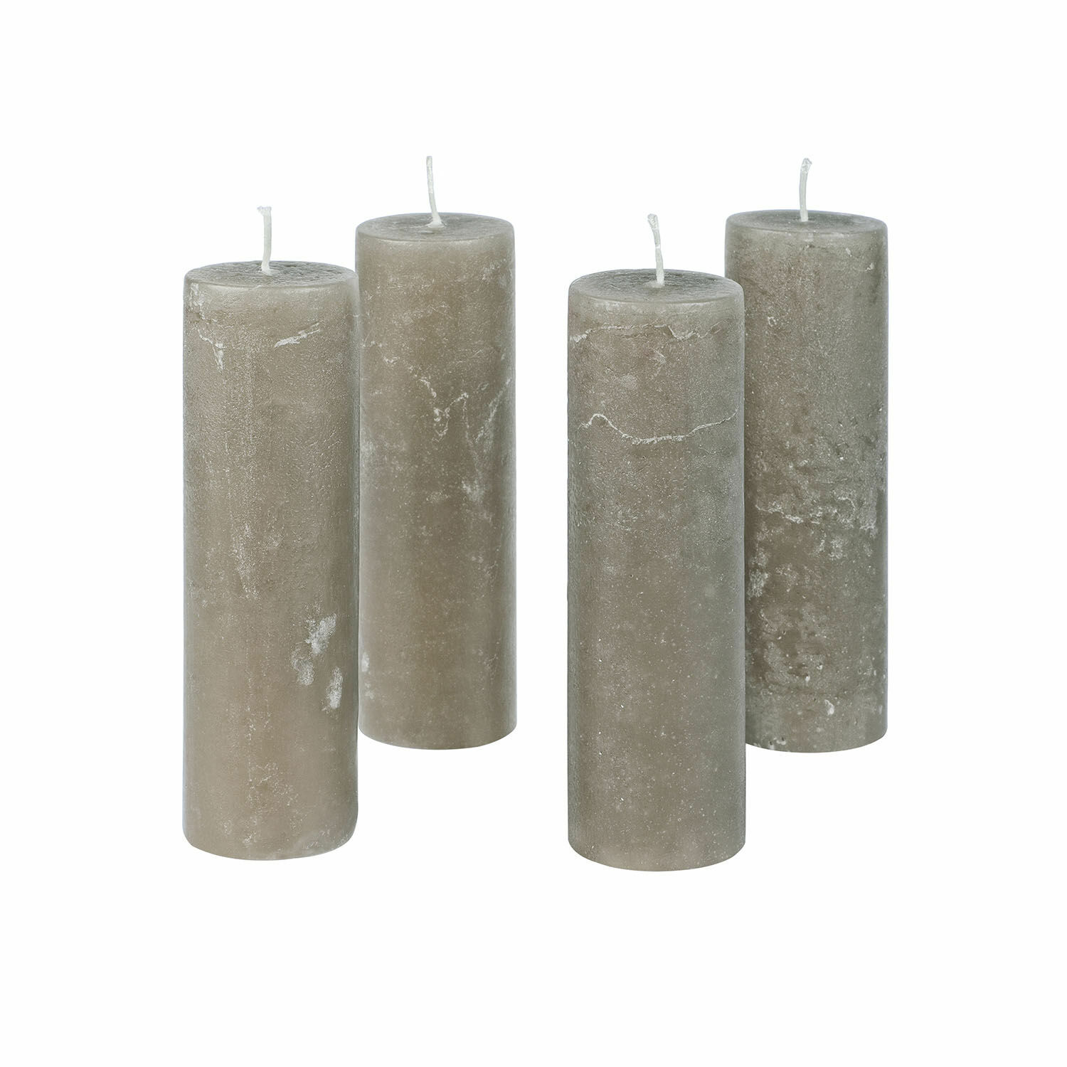 taupe 4er-Set Kerzen Muriel in Taupe mit rustikaler Oberfläche, Dekoration und stimmungsvoller Beleuchtung