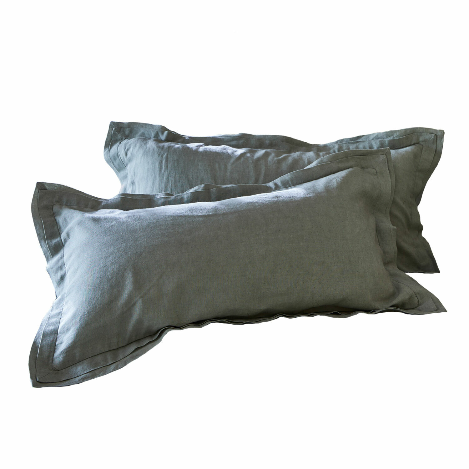 2er-Set grüne Leinen-Kissenbezüge Libba, weich und natürlich für stilvolle Wohnraumdekoration