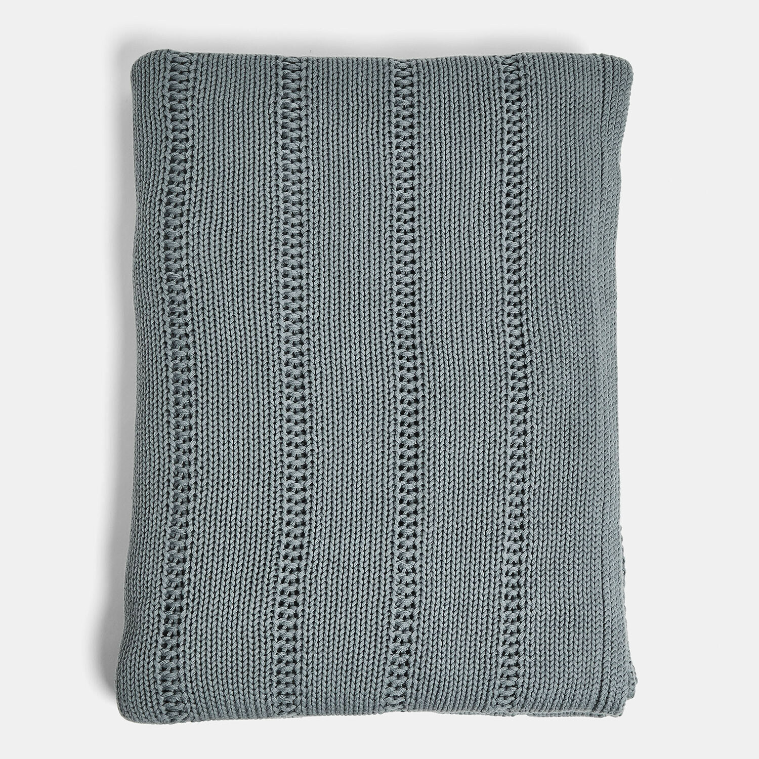 Plaid Lémeré Weiche, hellblaue Baumwoll-Strickdecke mit dekorativem Muster, ideal für Wohnzimmer und Schlafzimmer